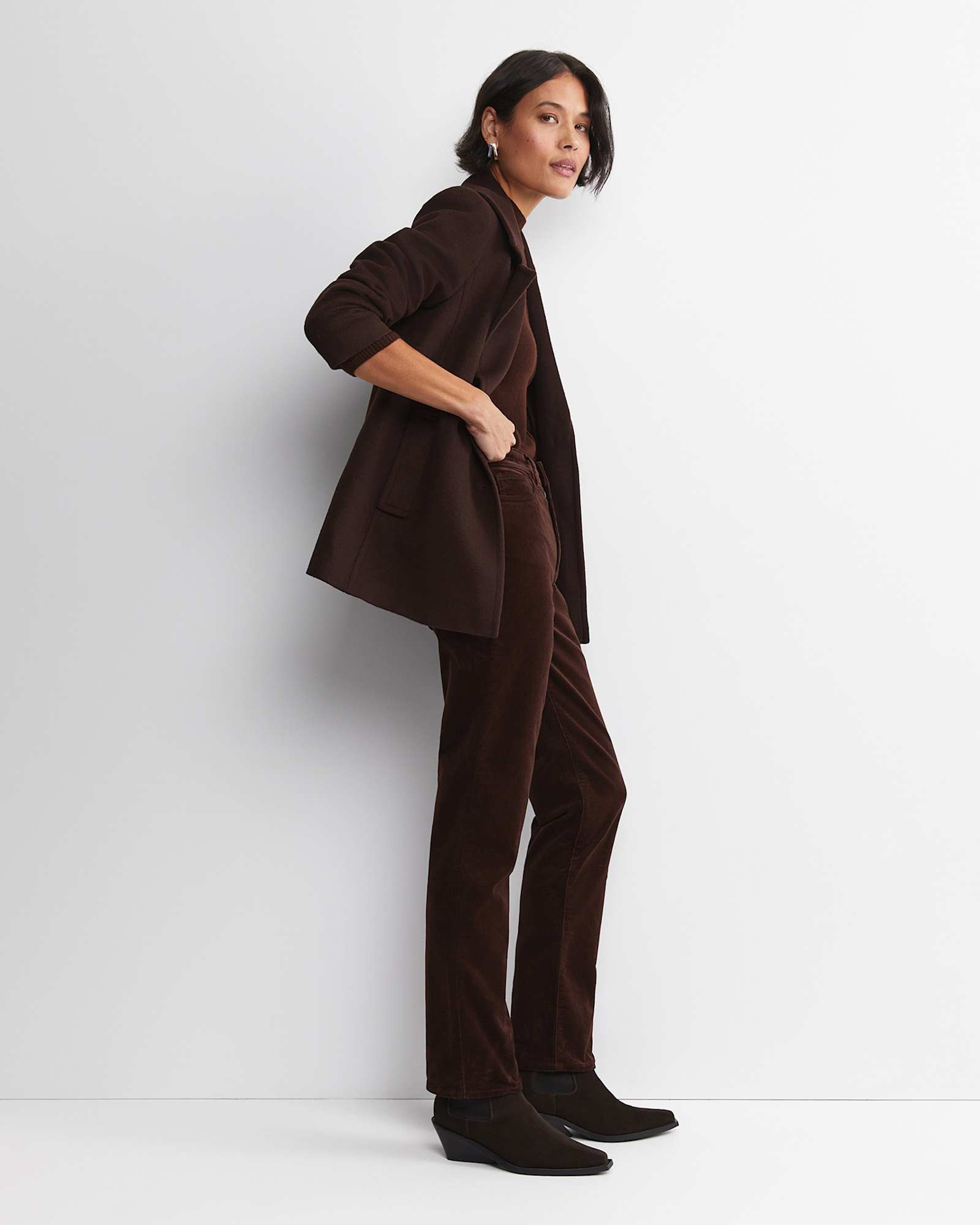 Saskia Single Breasted Jacket in CHOCOLATE