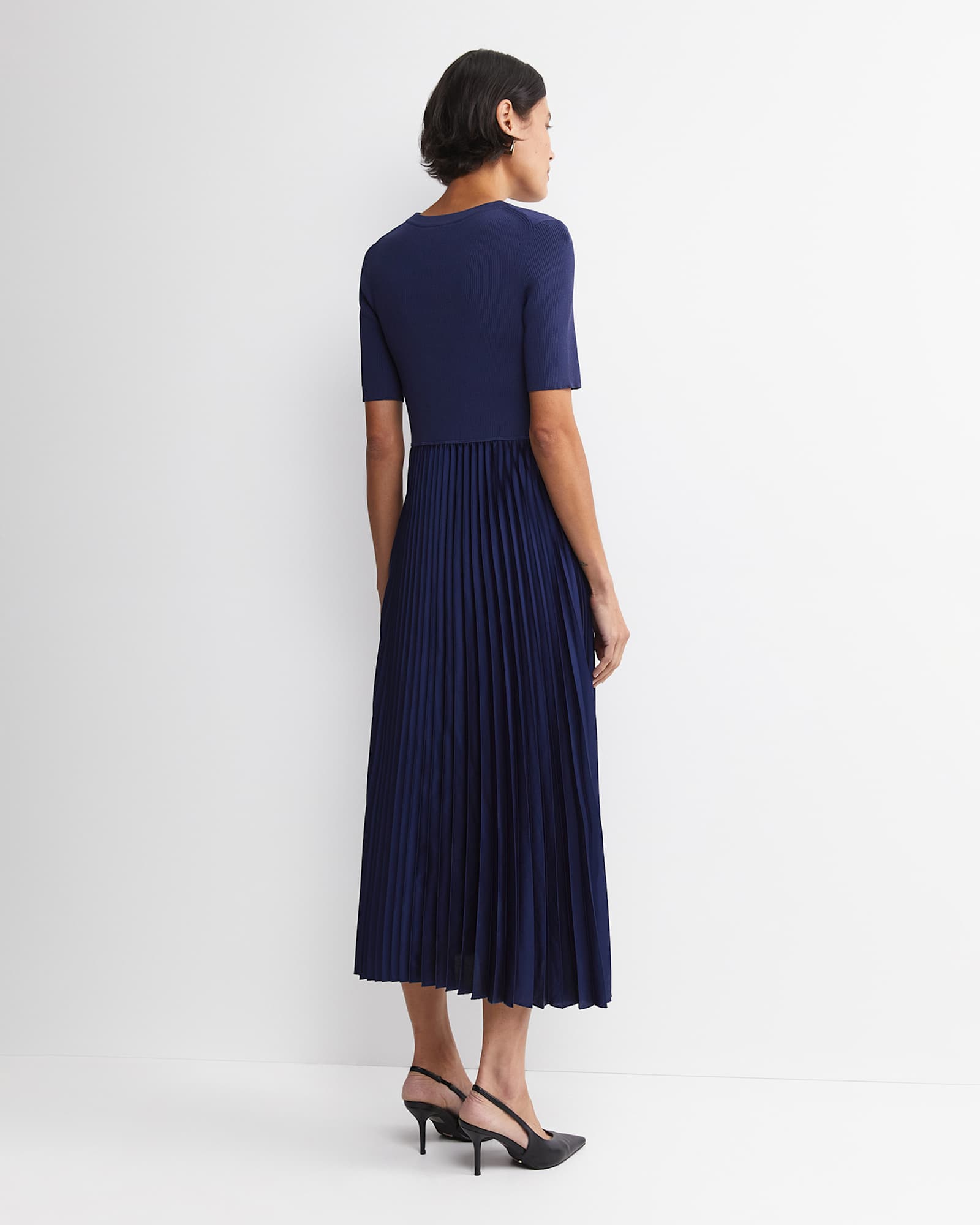 Mixed Media Midi Dress in MIDNIGHT