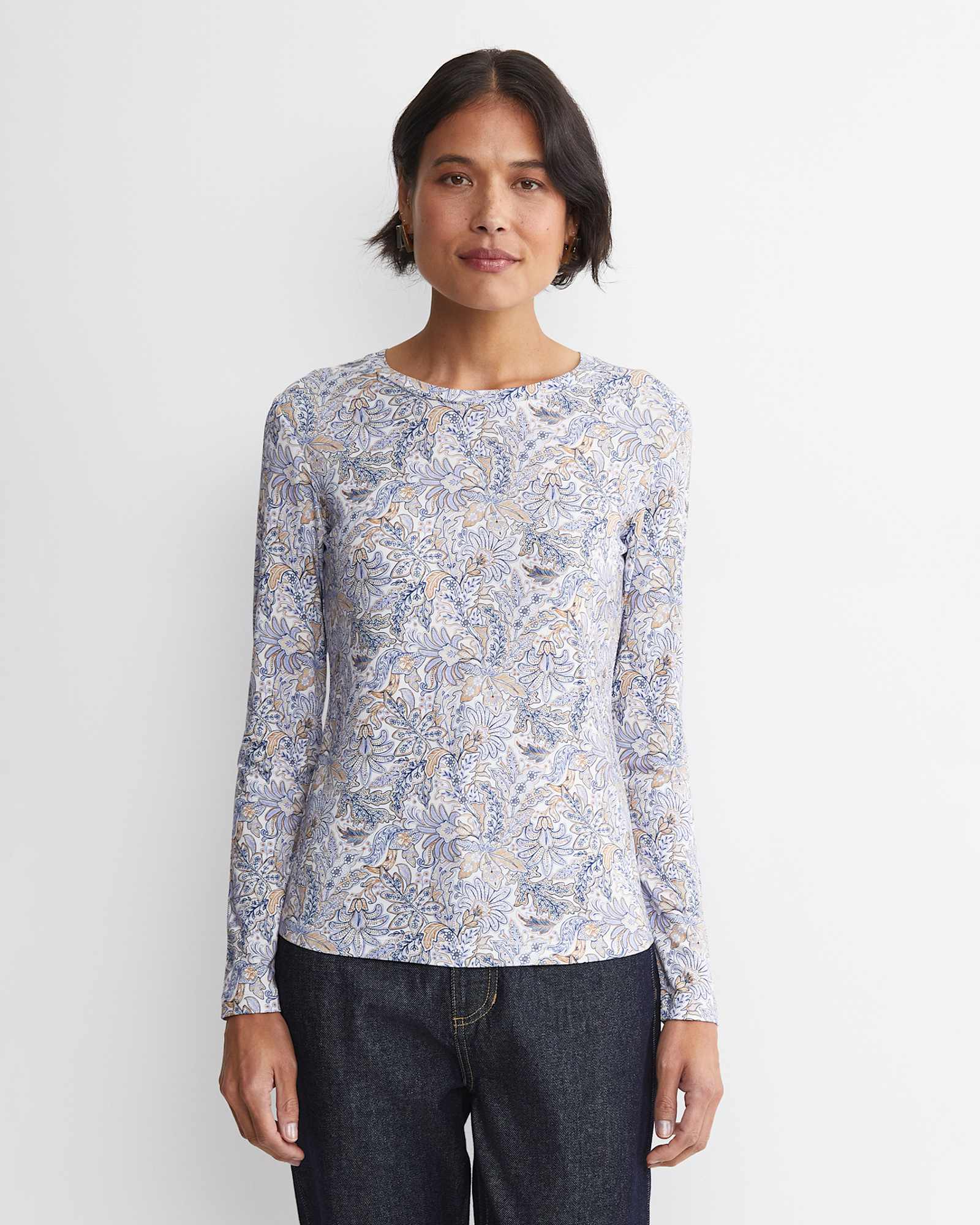 Enzo Liberty Long Sleeve Magic Tee in BLUE MULTI