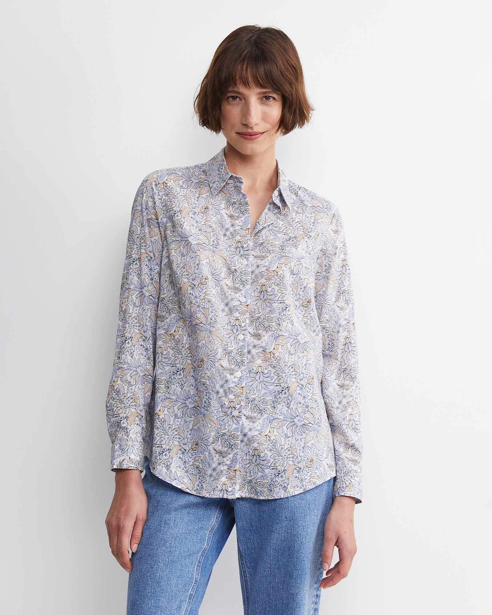 Enzo Liberty Long Sleeve Shirt in BLUE MULTI