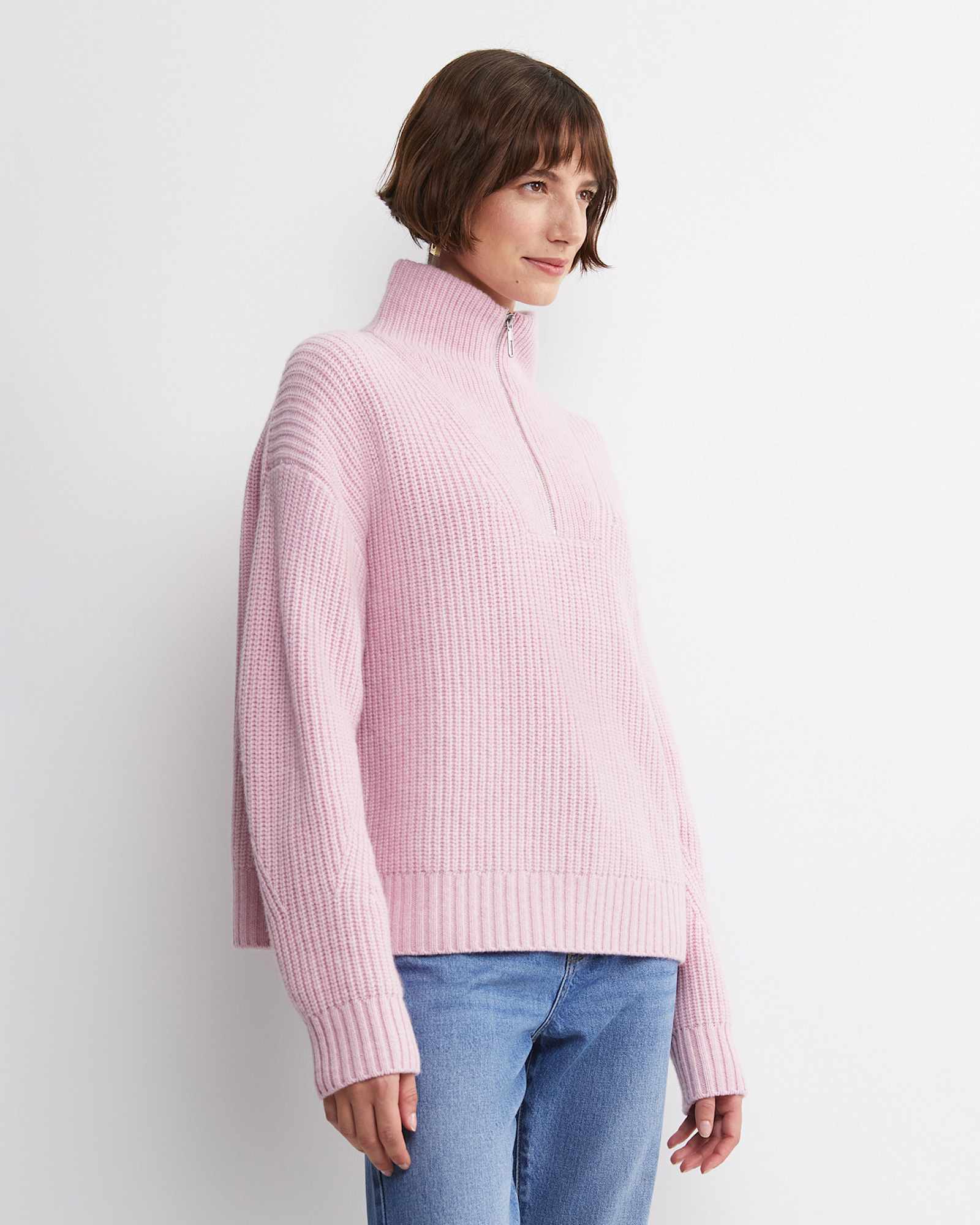 Sunshine Quarter Zip Knit in SOFT PINK