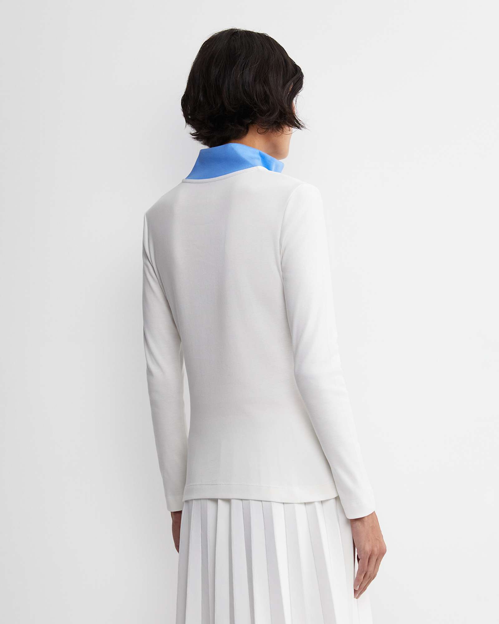 Lucy Zip Funnel Neck Top in IVORY/BLUE