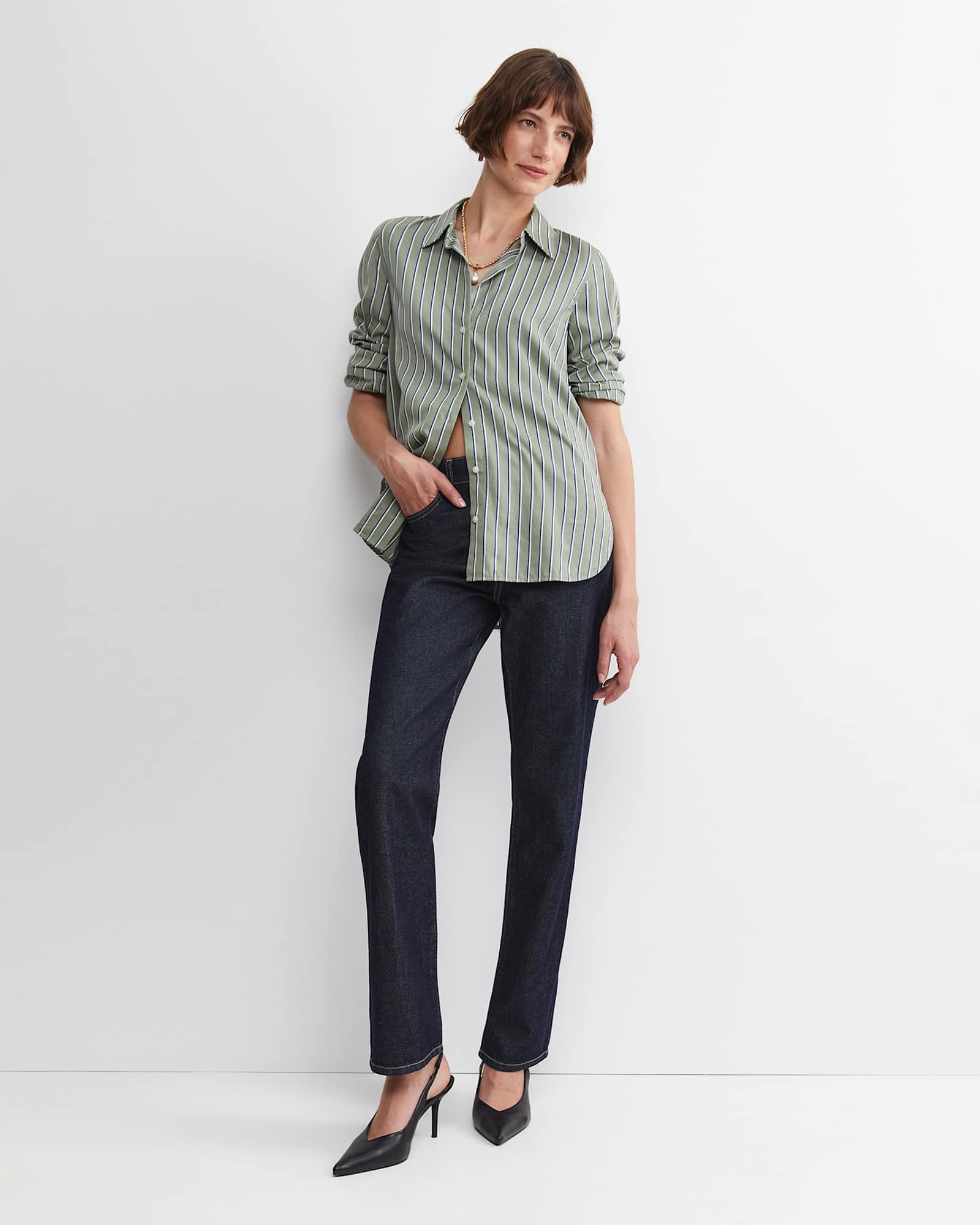 Pia Stripe Cotton Silk Shirt in MULTI