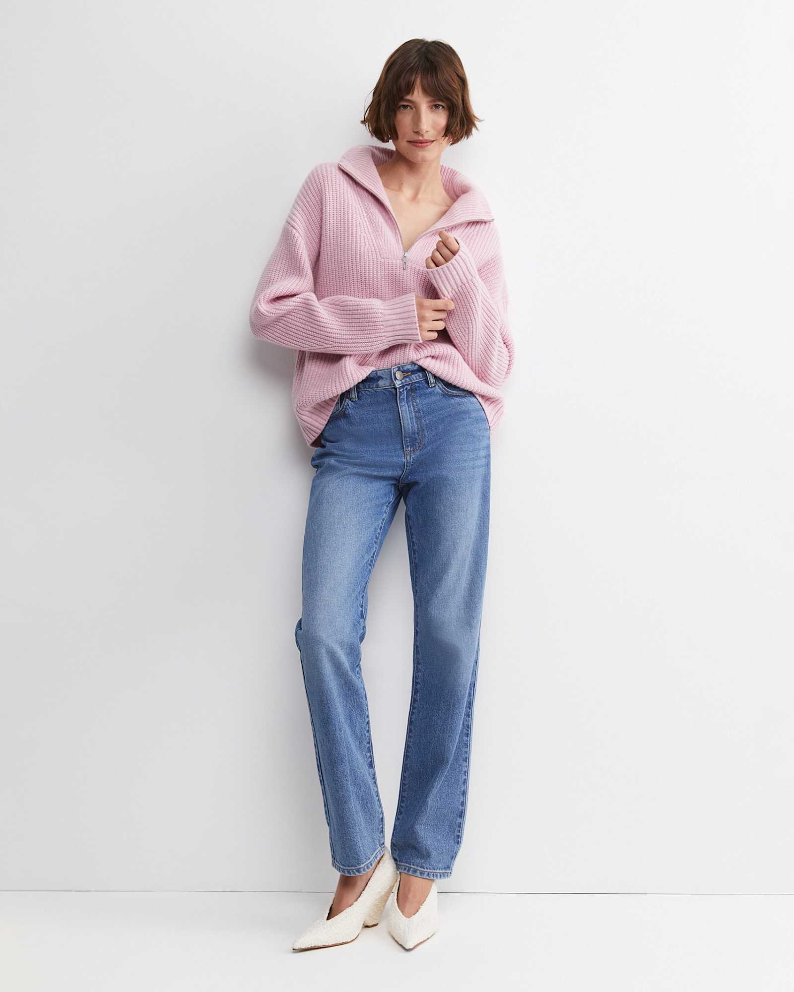 Sunshine Quarter Zip Knit in SOFT PINK