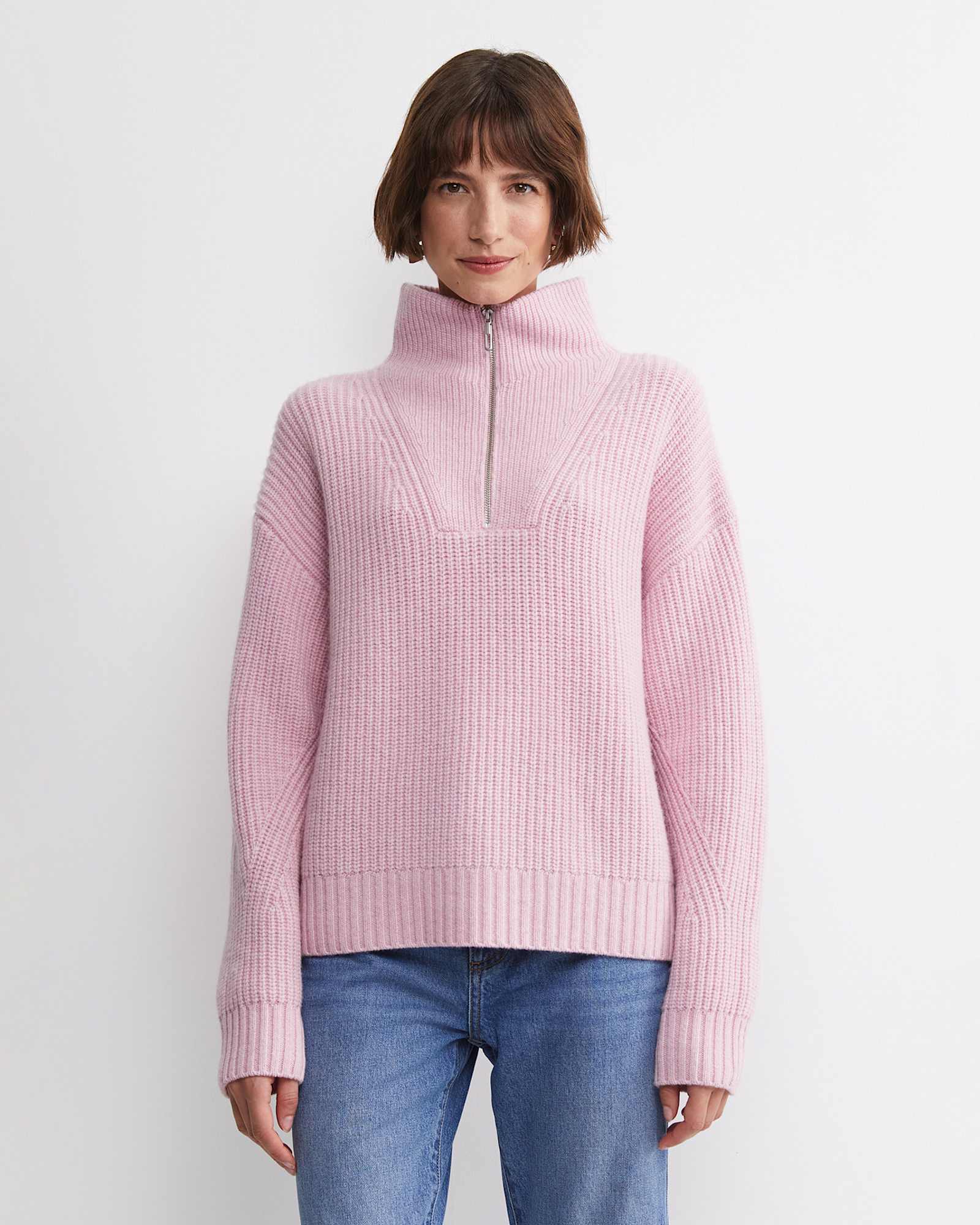 Sunshine Quarter Zip Knit in SOFT PINK