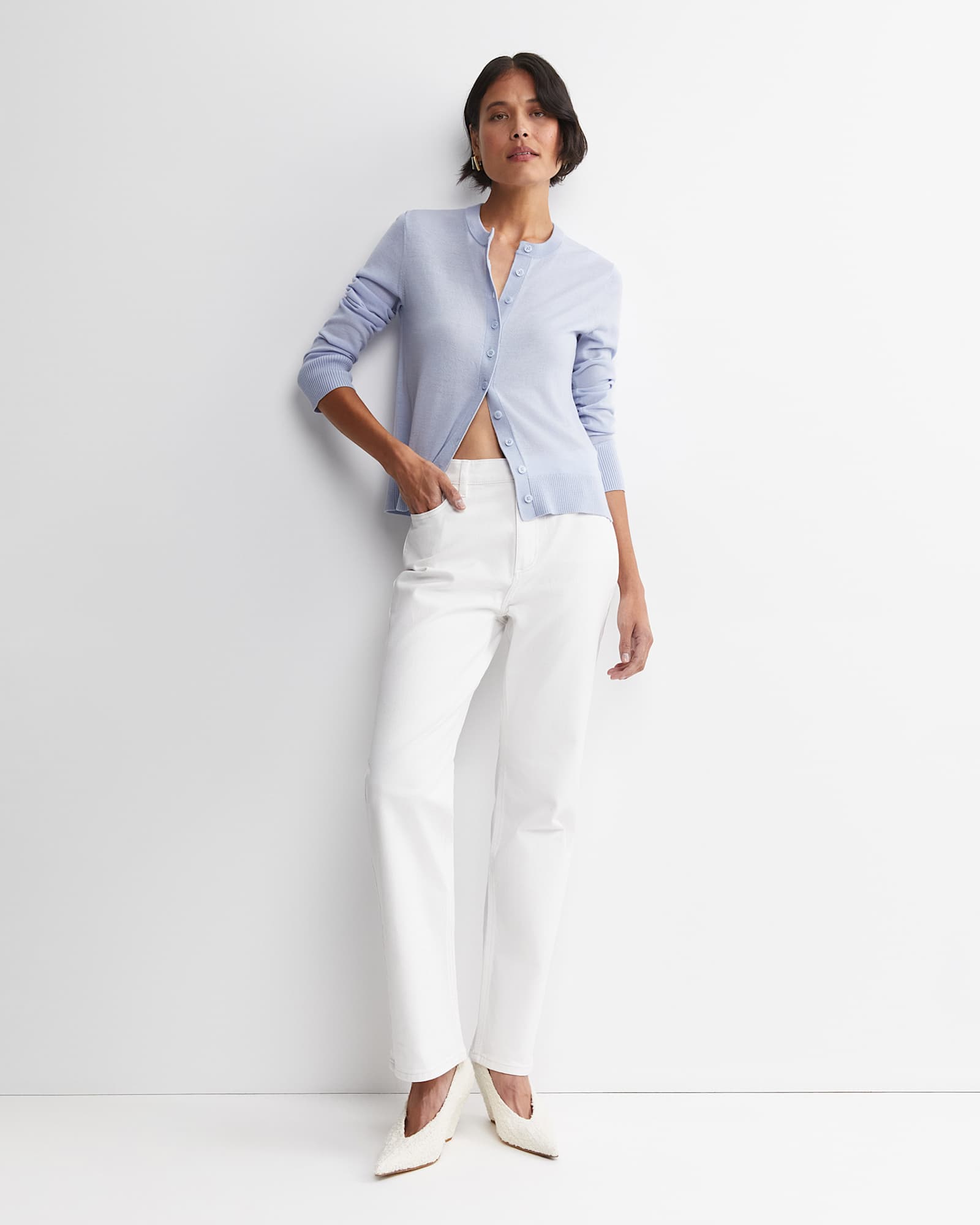 Francis Merino Cardigan in ICE BLUE