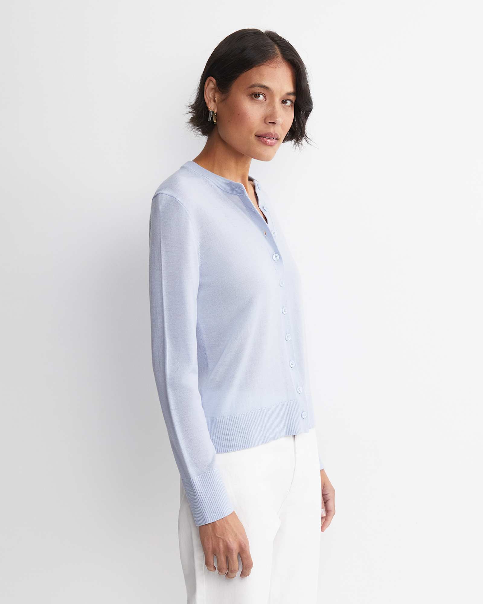 Francis Merino Cardigan in ICE BLUE