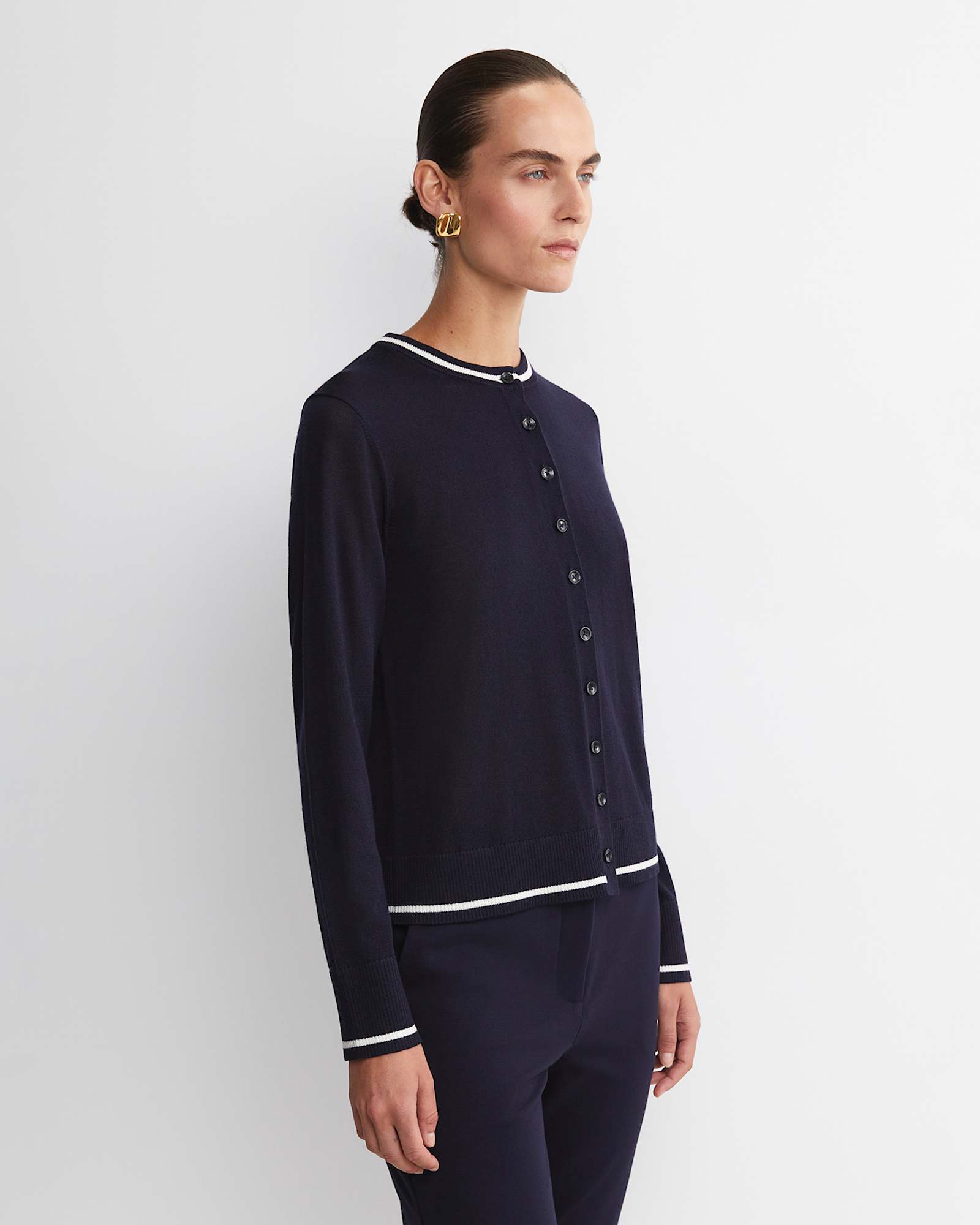Francis Merino Cardigan in NAVY