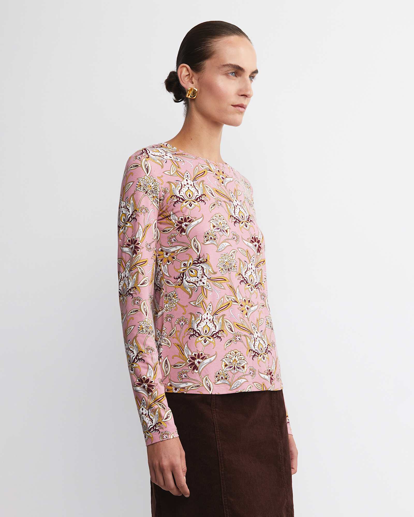 Sue Paisley Long Sleeve Magic Tee in PINK MULTI