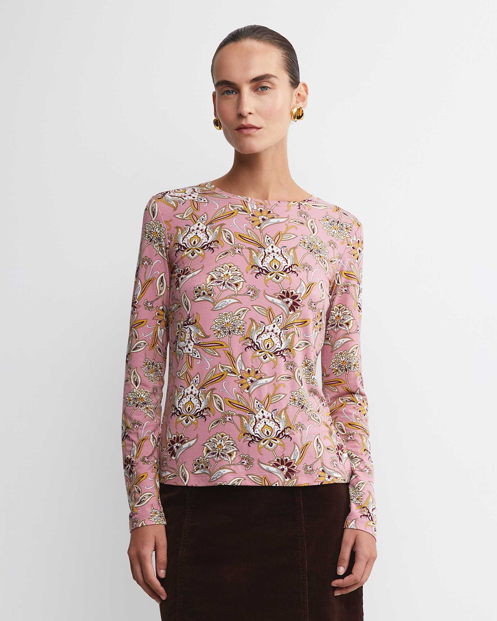 Sue Paisley Long Sleeve Magic Tee in PINK MULTI