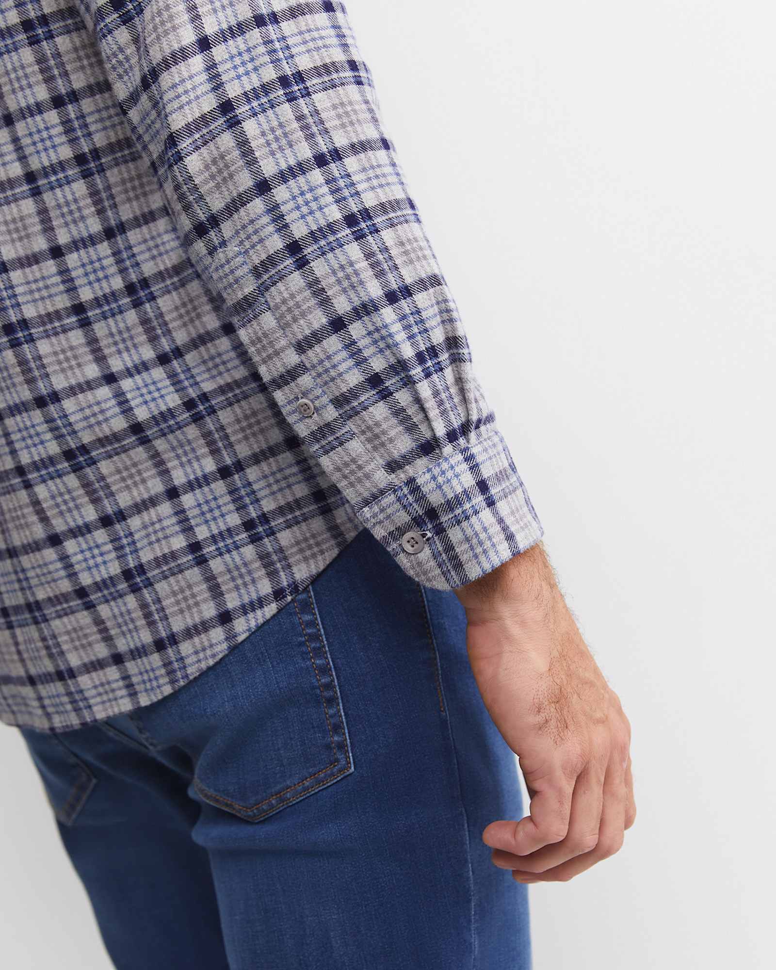 Cody Long Sleeve Check Shirt in BLUE/CHARCOAL