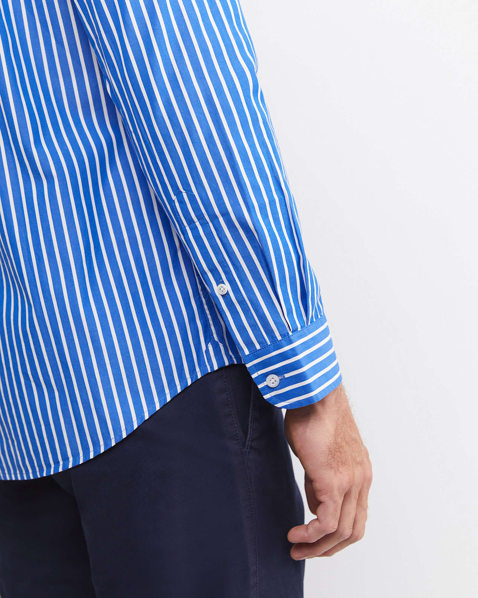 Ryan Long Sleeve Stripe Shirt in DUTCH BLUE
