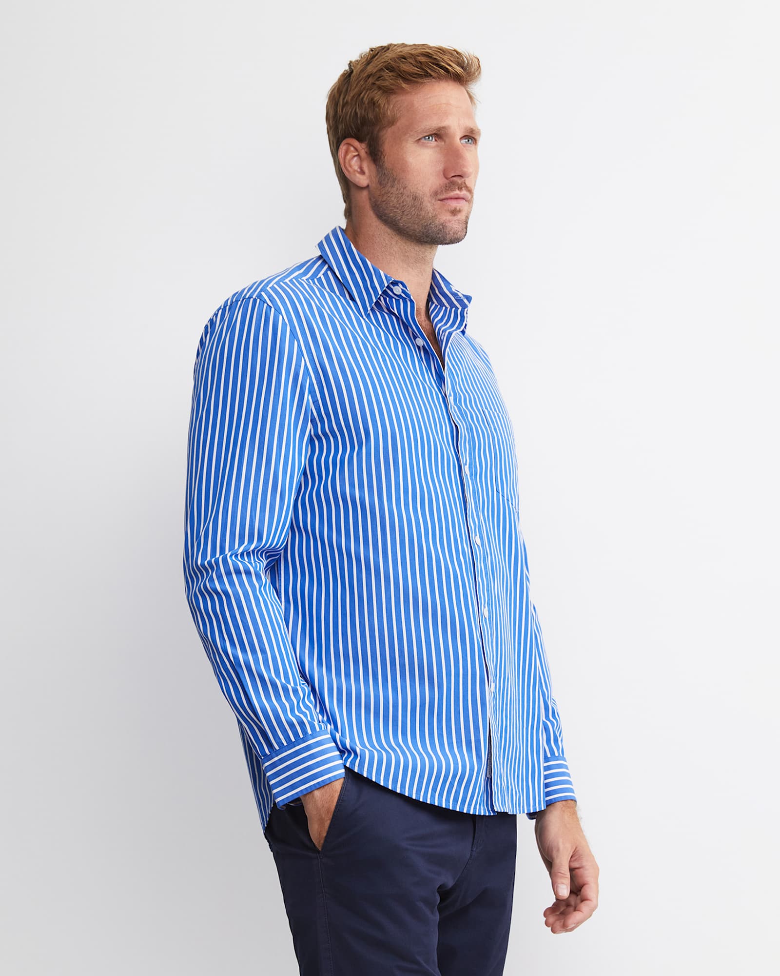 Ryan Long Sleeve Stripe Shirt in DUTCH BLUE