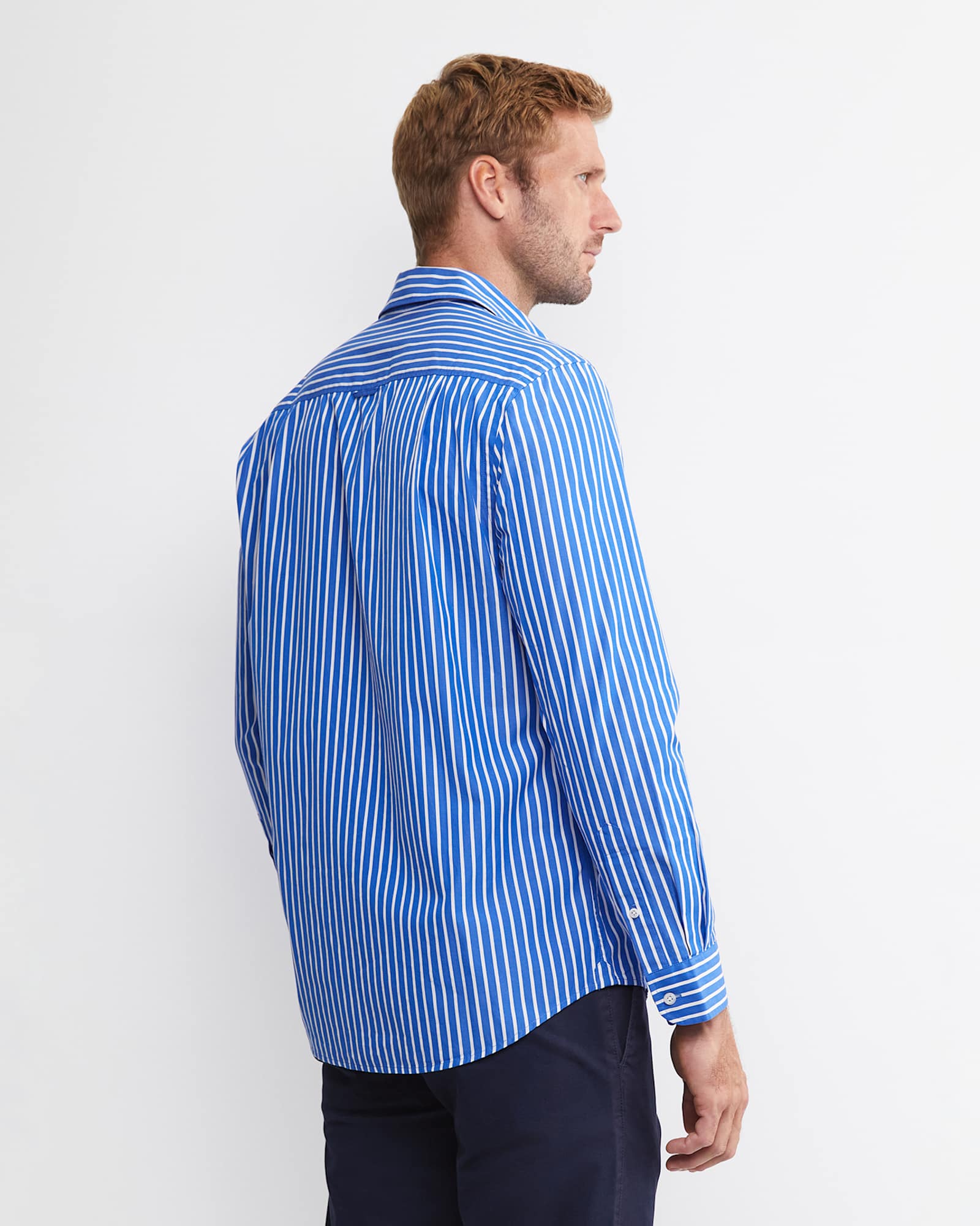 Ryan Long Sleeve Stripe Shirt in DUTCH BLUE