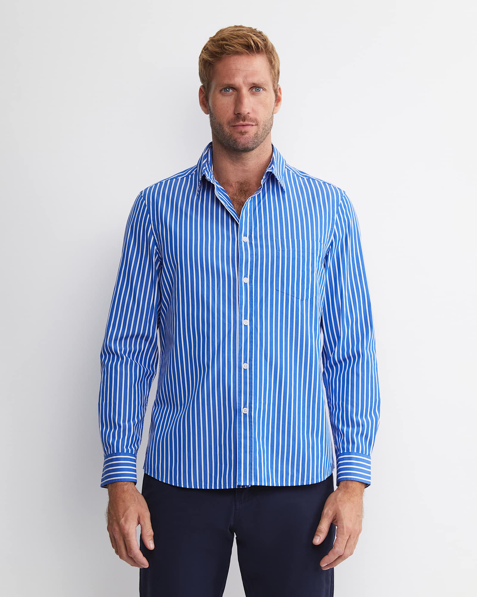 Ryan Long Sleeve Stripe Shirt in DUTCH BLUE