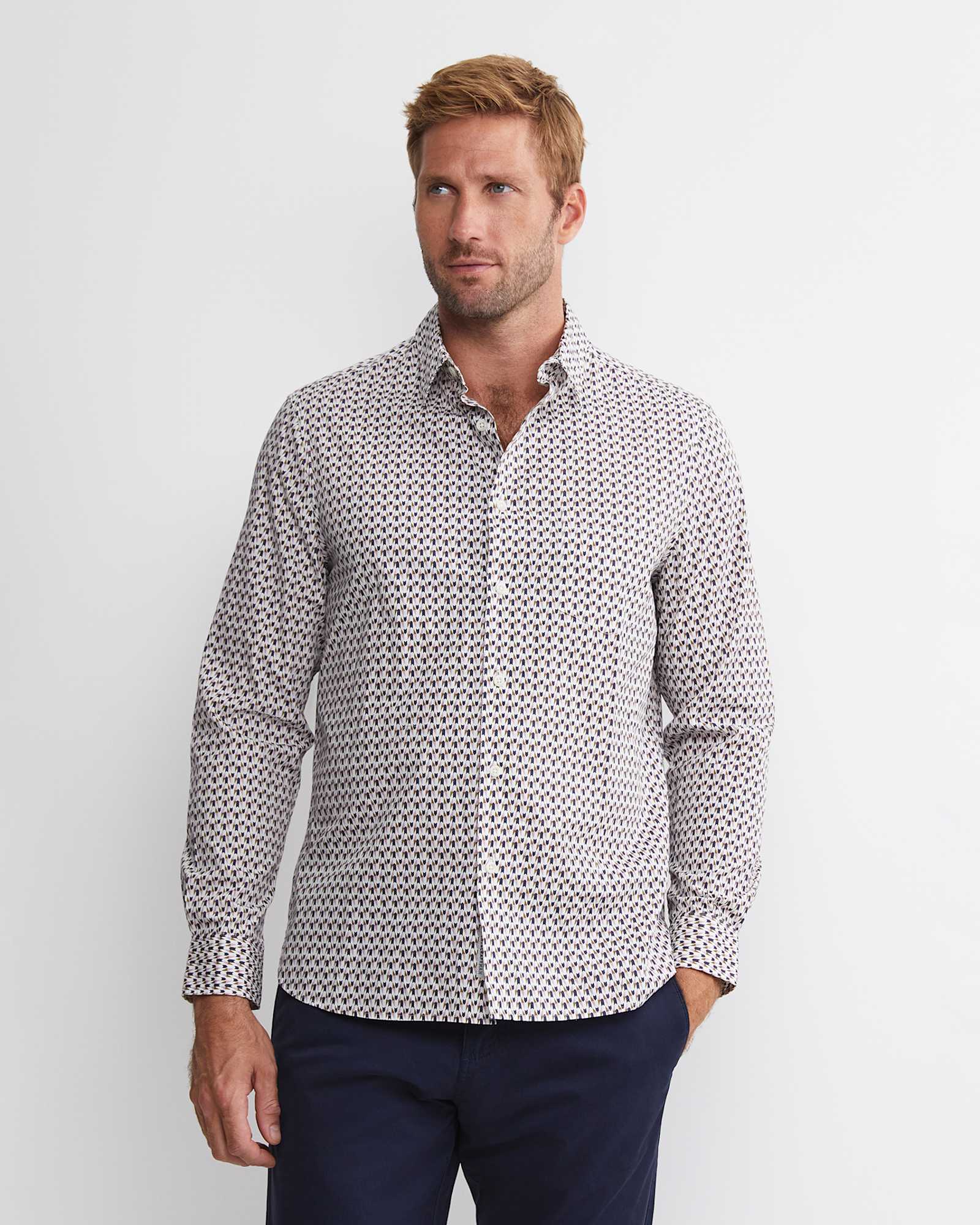 Leo Liberty Long Sleeve Shirt in WHITE/MULTI
