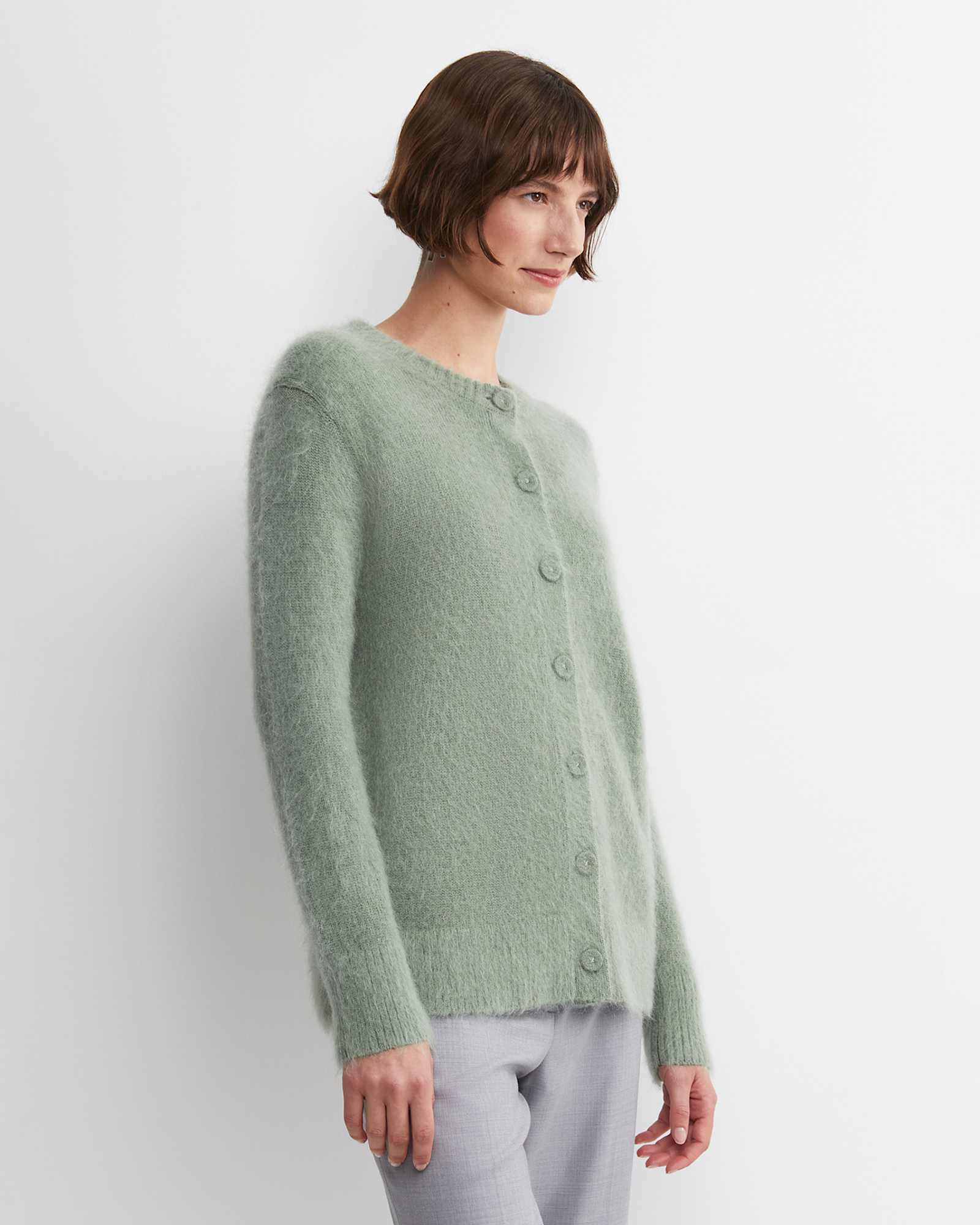 Tatiana Mohair Long Cardigan in SAGE