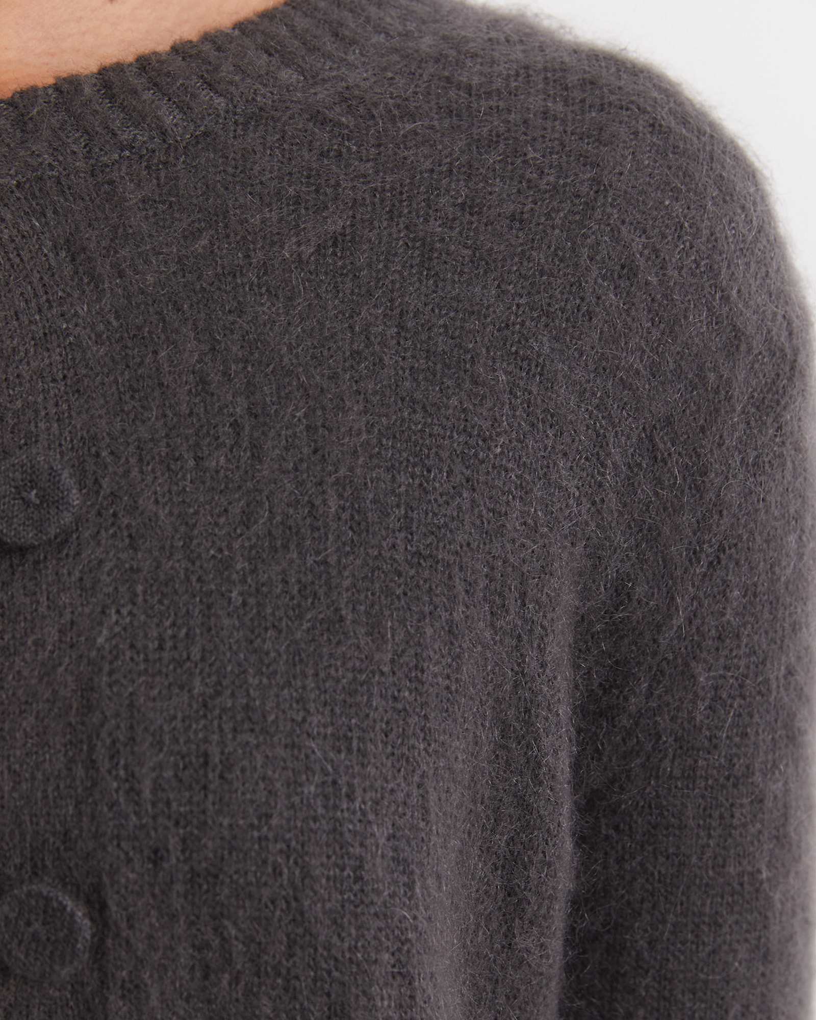 Tatiana Mohair Long Cardigan in DARK CHARCOAL