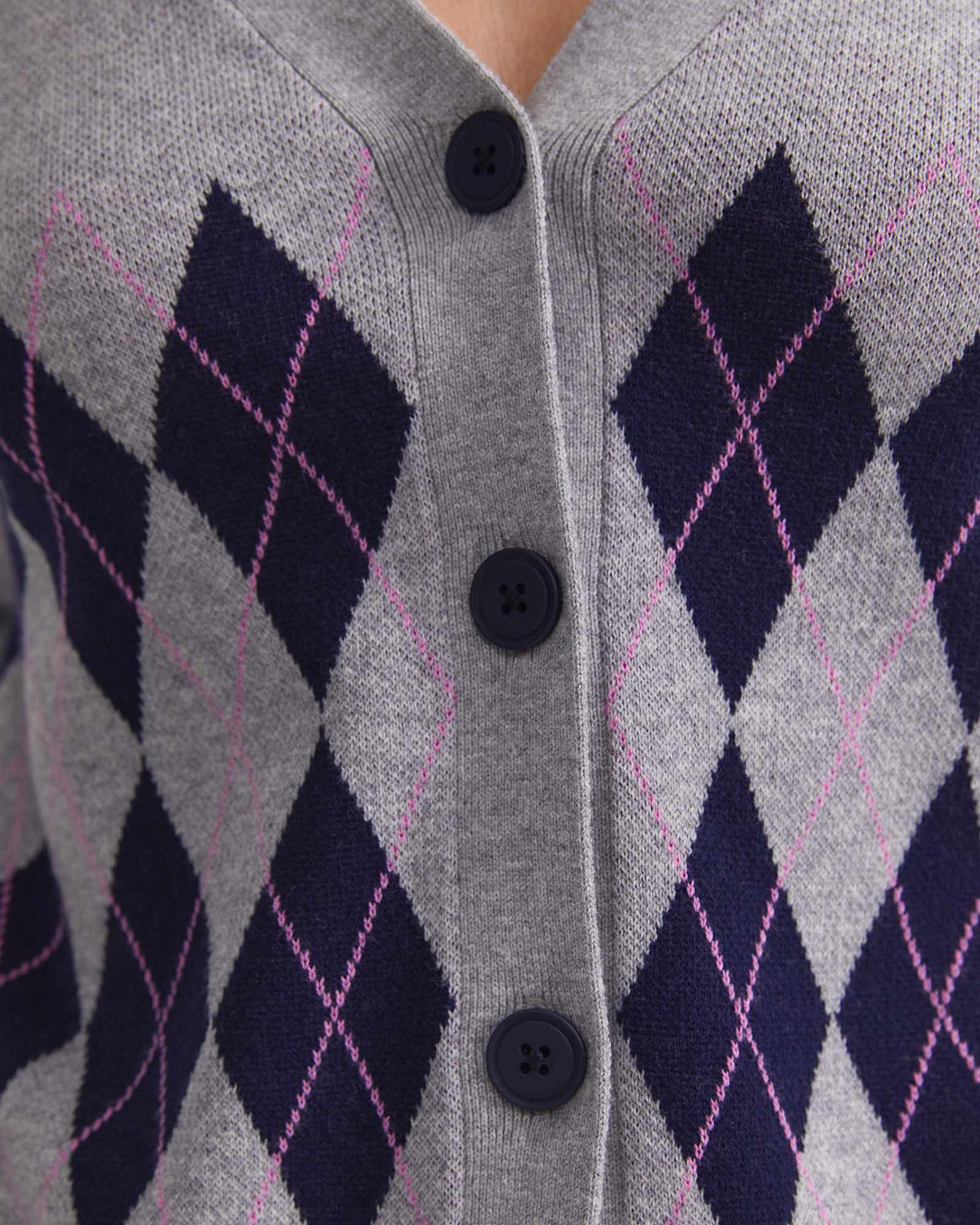 Lorri Argyle Cotton Cardigan in GREY/MULTI