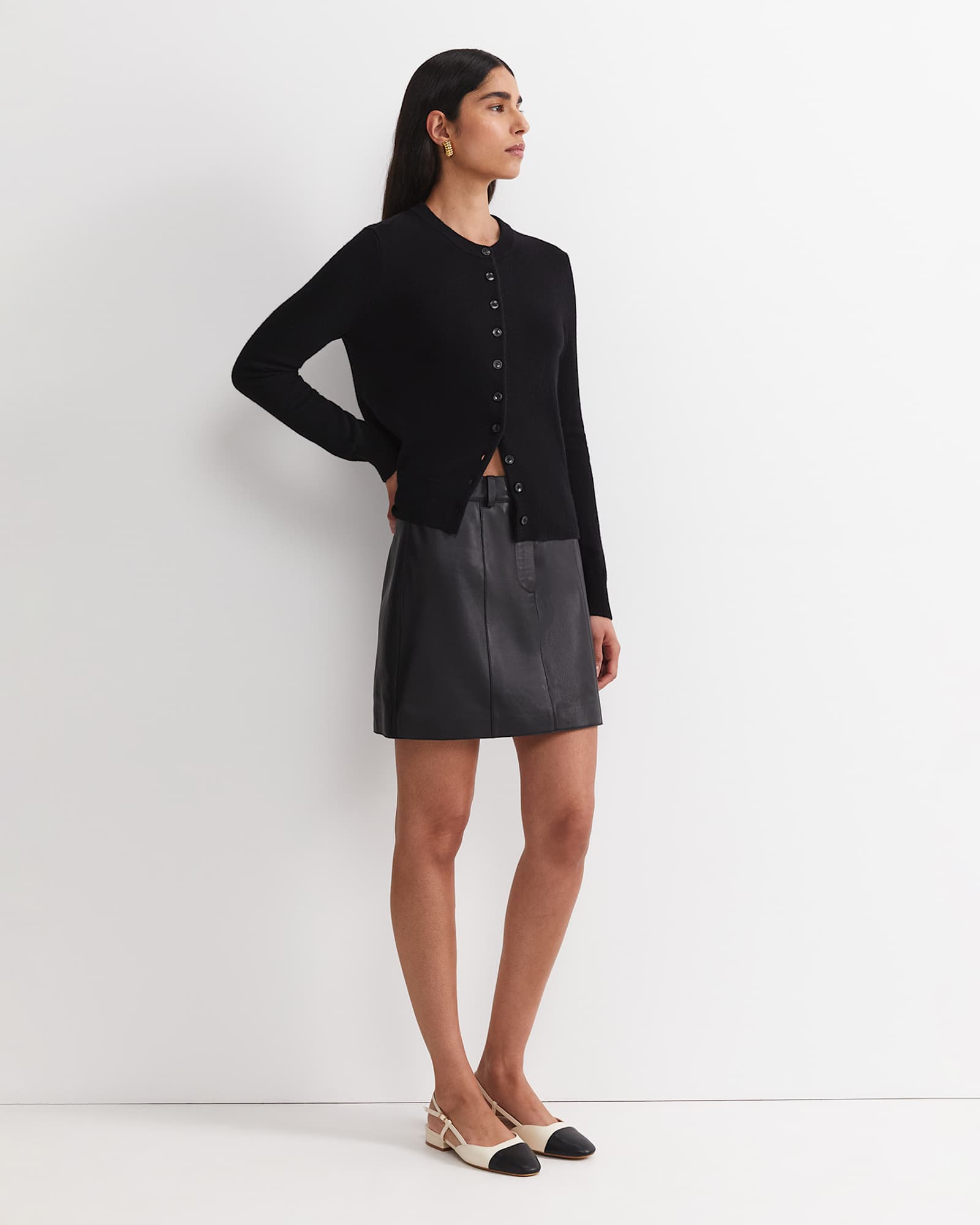 Gemma Leather Mini Skirt in BLACK