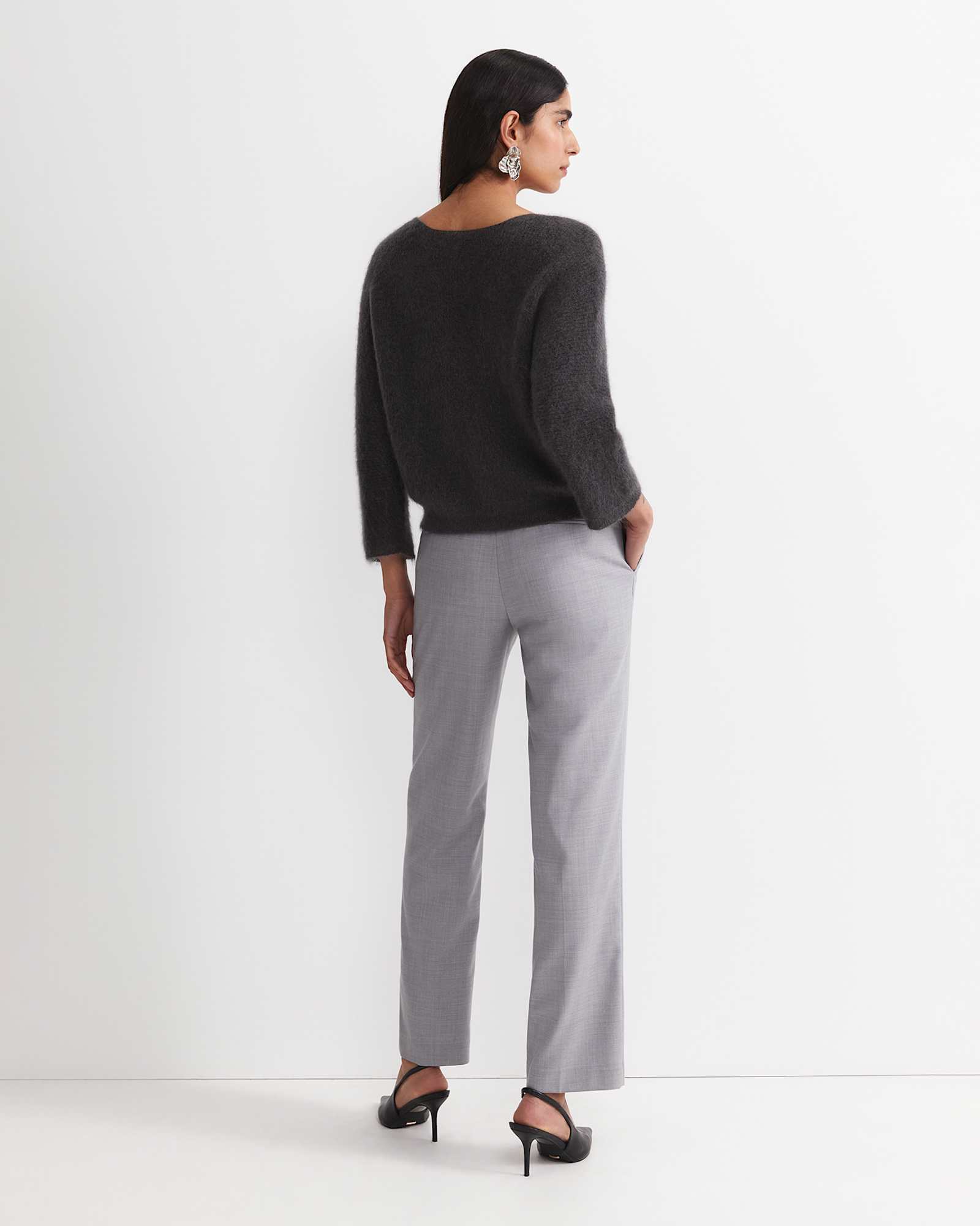 Tatiana Mohair Cropped Cardigan in CHARCOAL