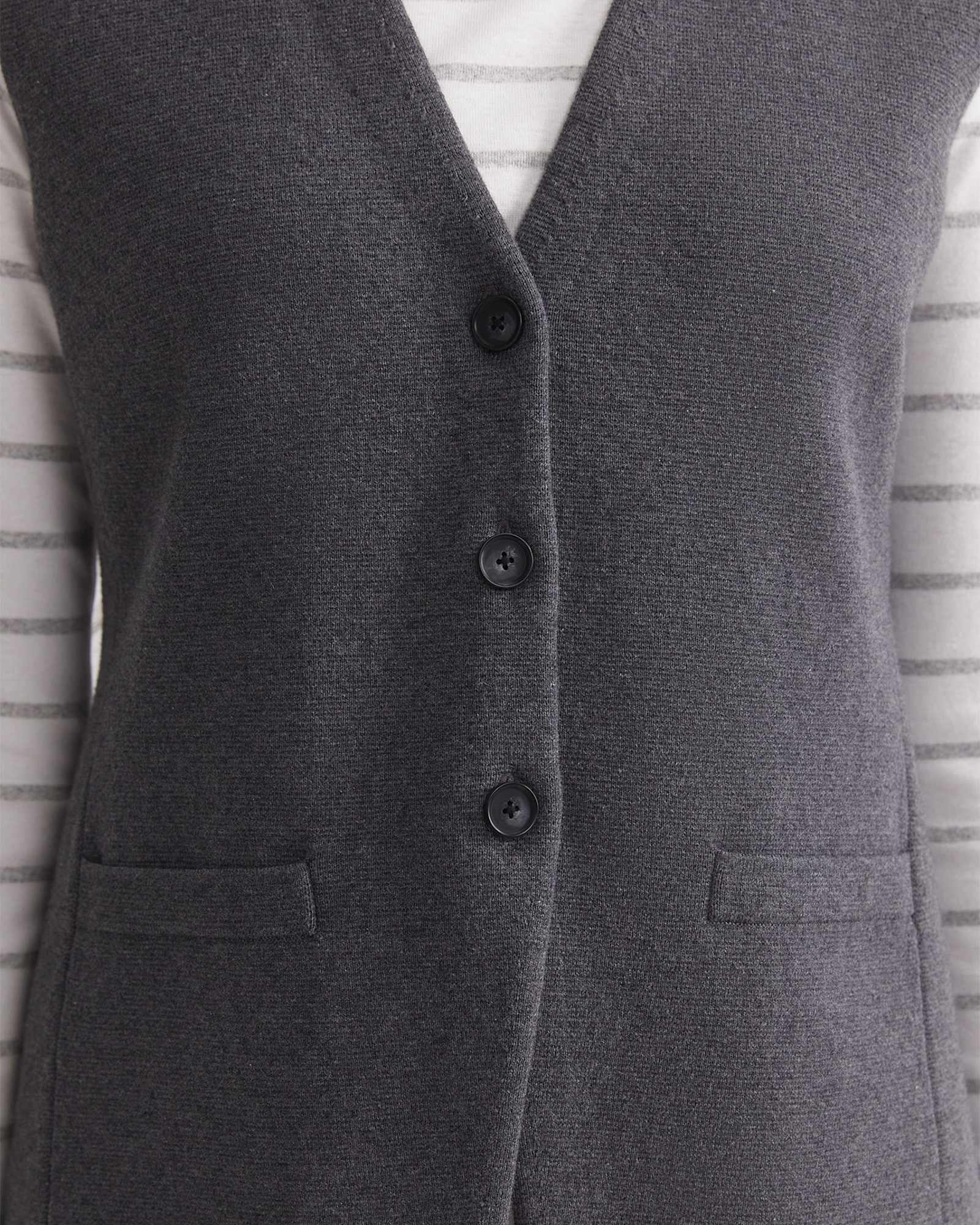 Cotton Cashmere Knit Vest in CHARCOAL