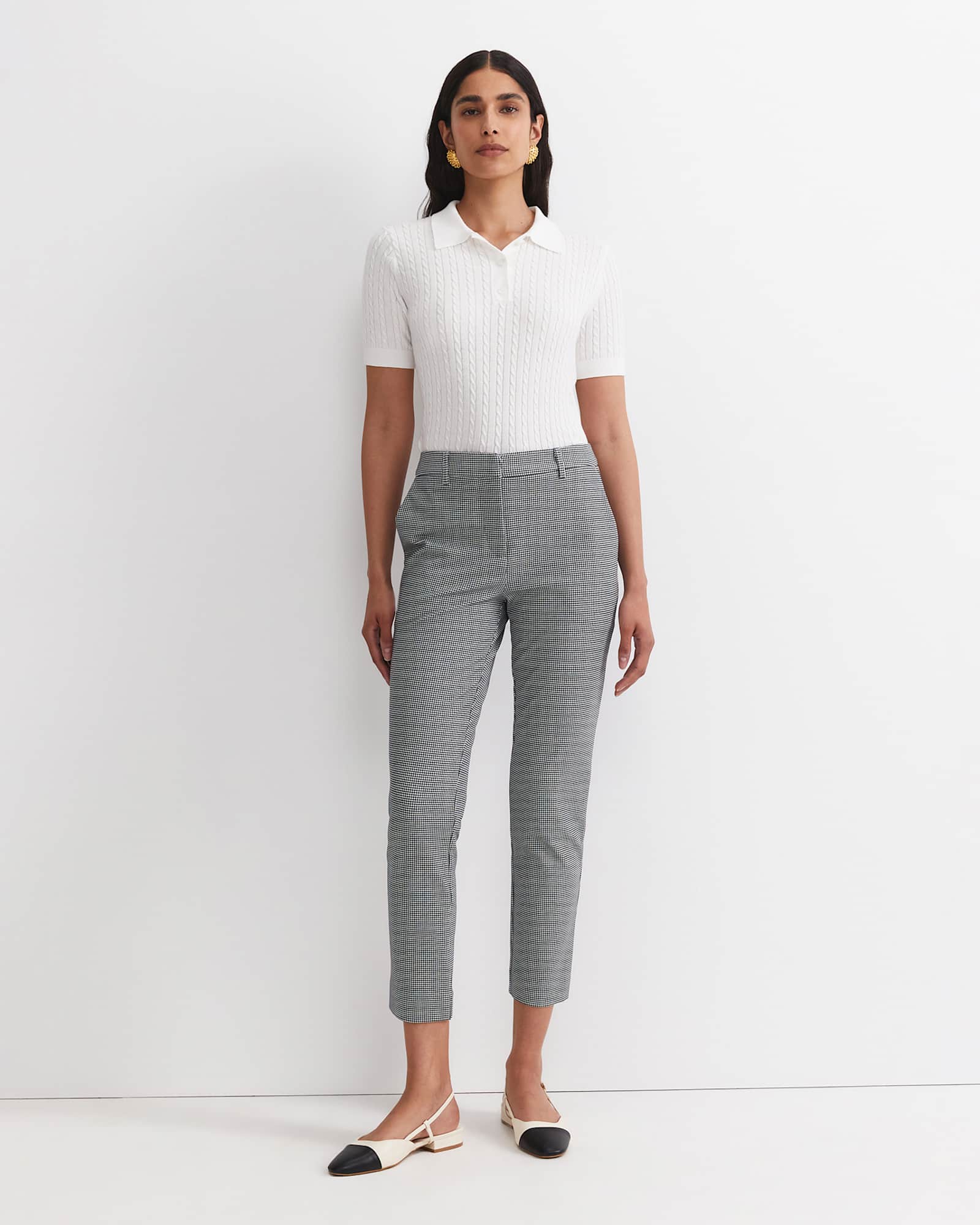 Evie Houndstooth Ponte Pant in BLACK/WHITE