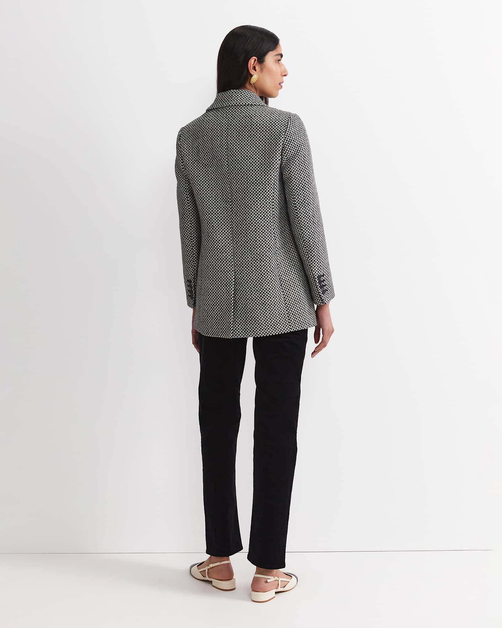 Bea Double Breasted Coat in BLACK/WHITE