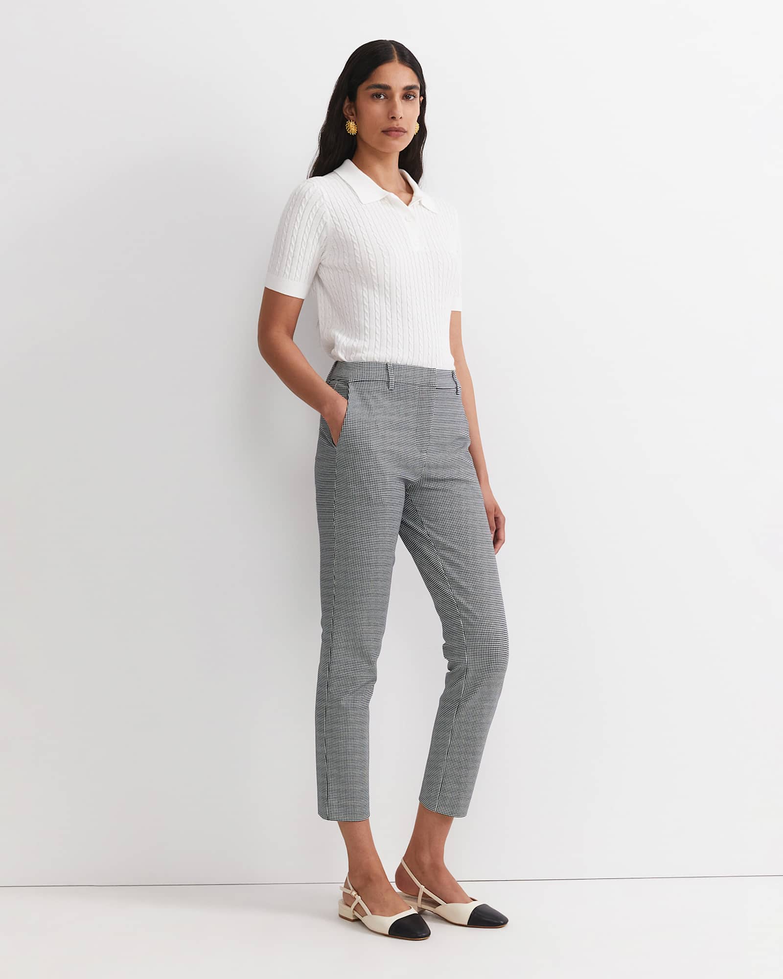 Evie Houndstooth Ponte Pant in BLACK/WHITE