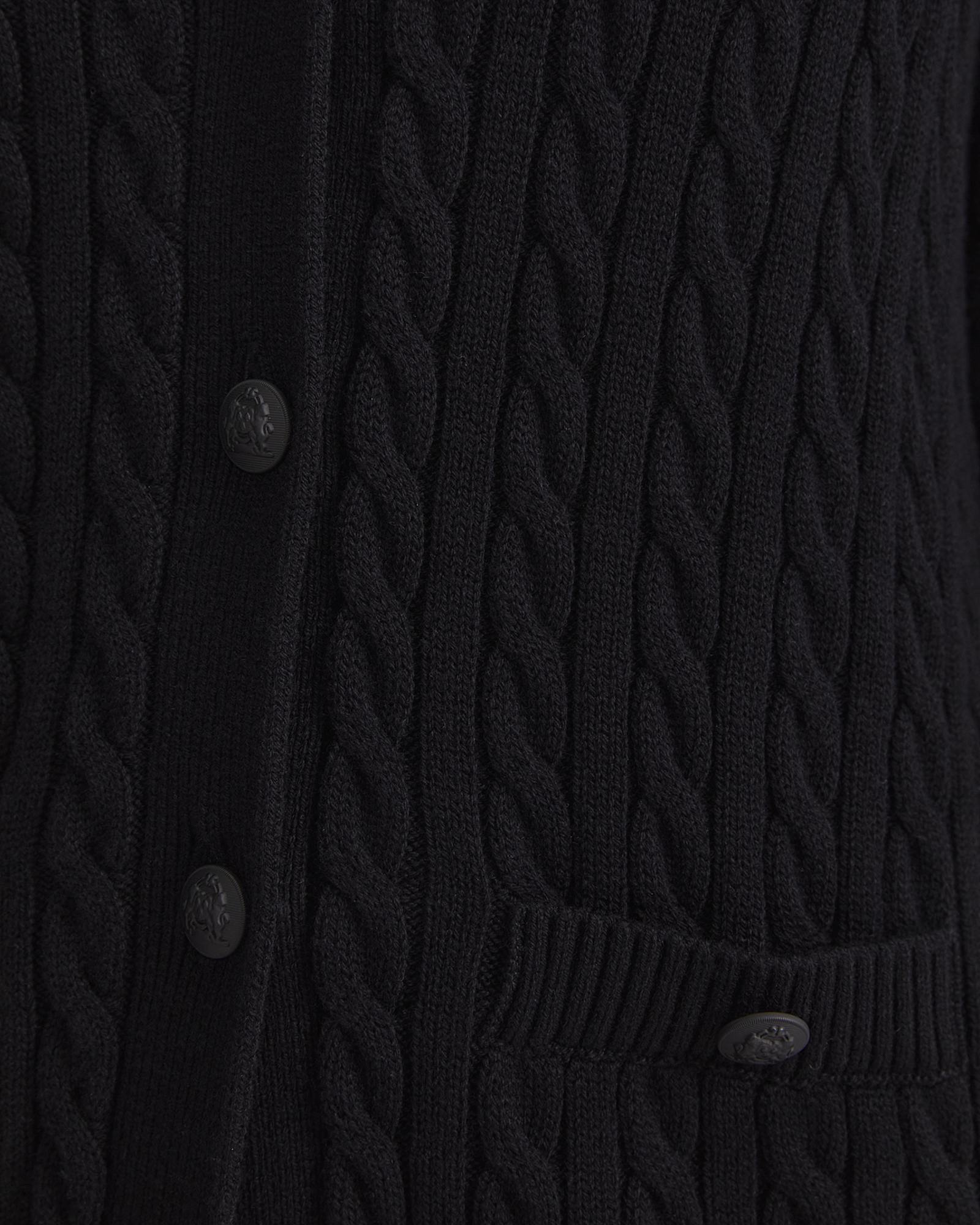 Longline Merino Blend Cable Cardigan in BLACK