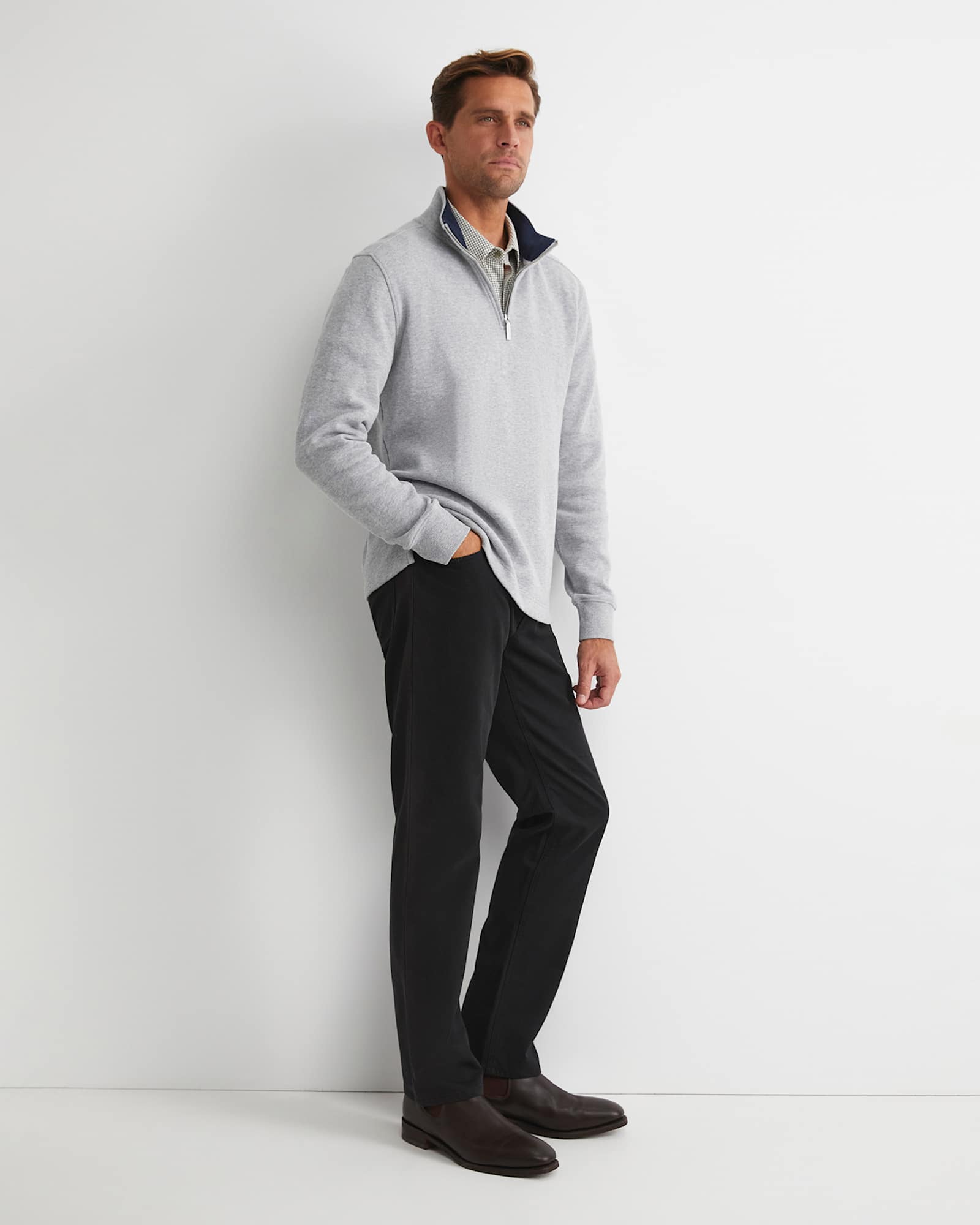 SC Quarter Zip Sweat in GREY MELANGE