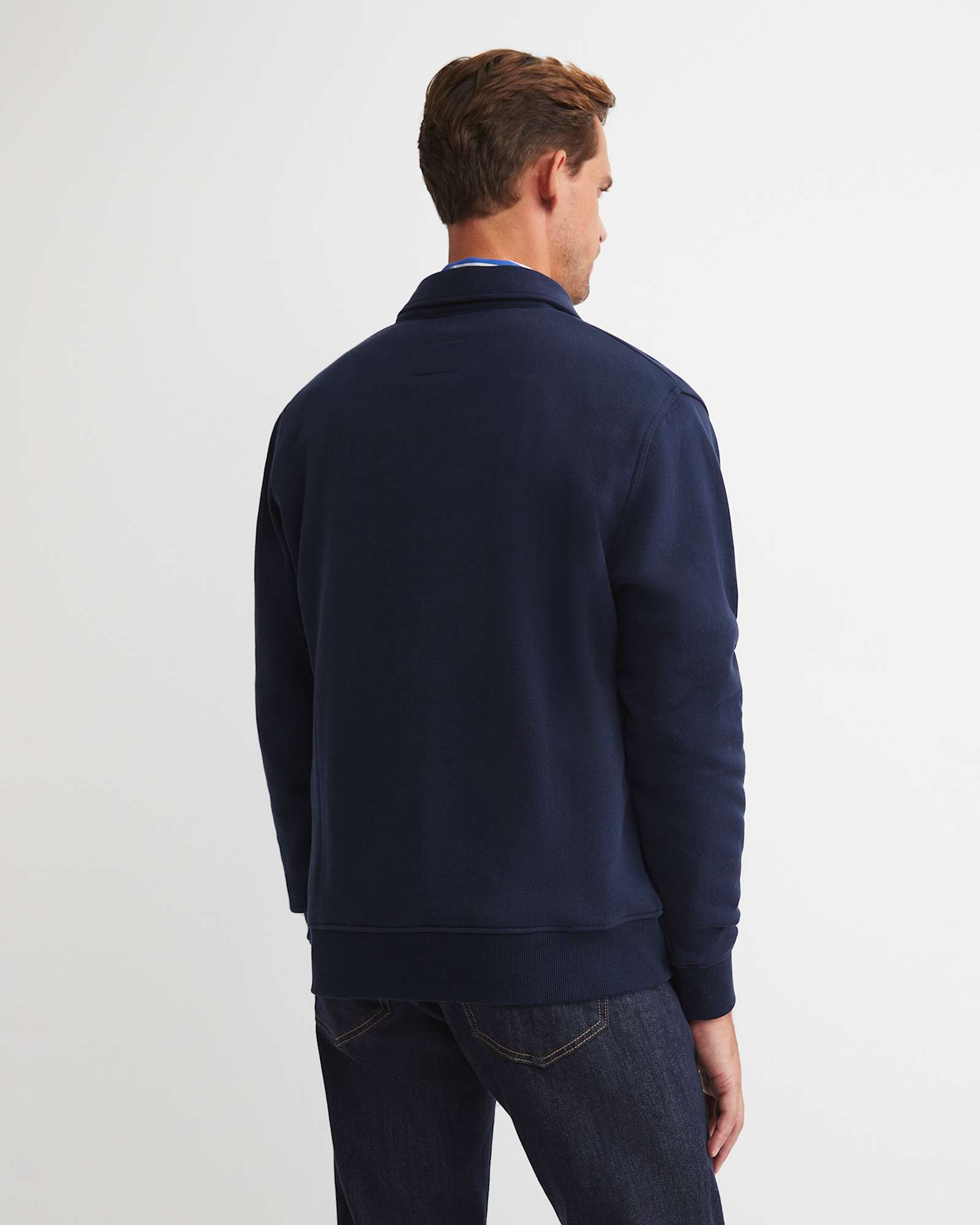 Collared Zip Sweat in NAVY