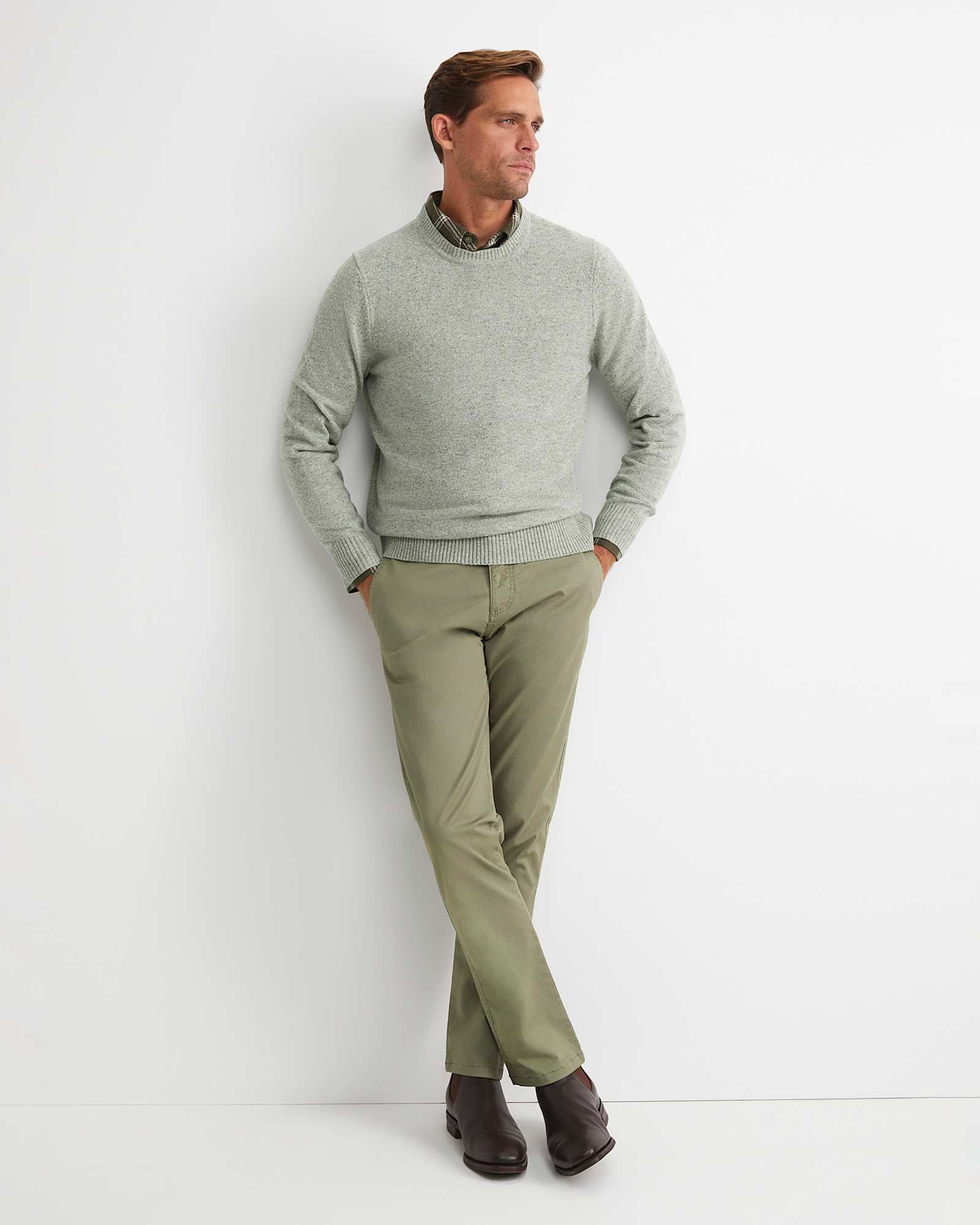Noah Speckled Merino Crew Knit in SEAFOAM