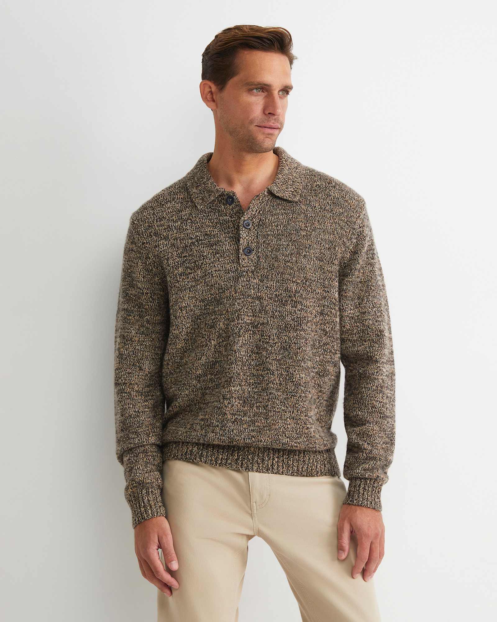 Todd Knit Polo in BROWN MULTI