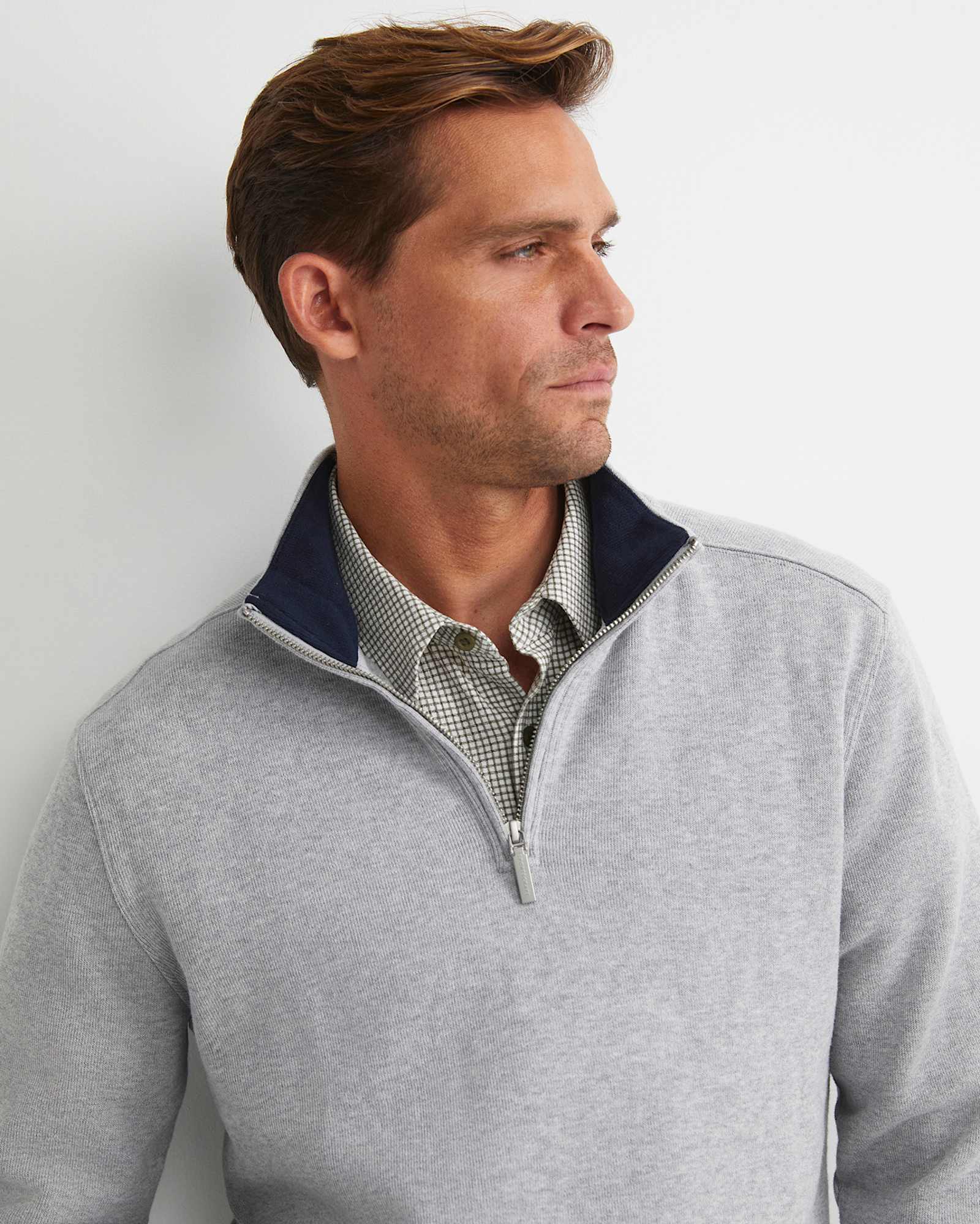 SC Quarter Zip Sweat in GREY MELANGE