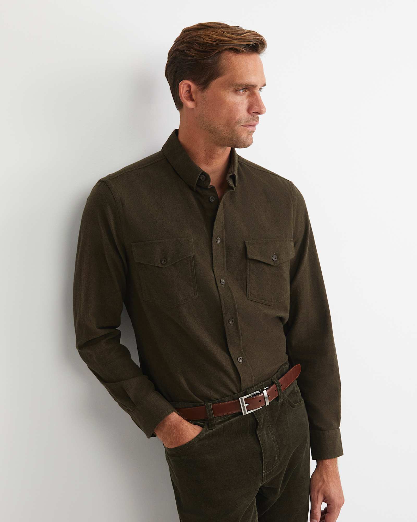 Jarron Long Sleeve Shirt in KHAKI MELANGE
