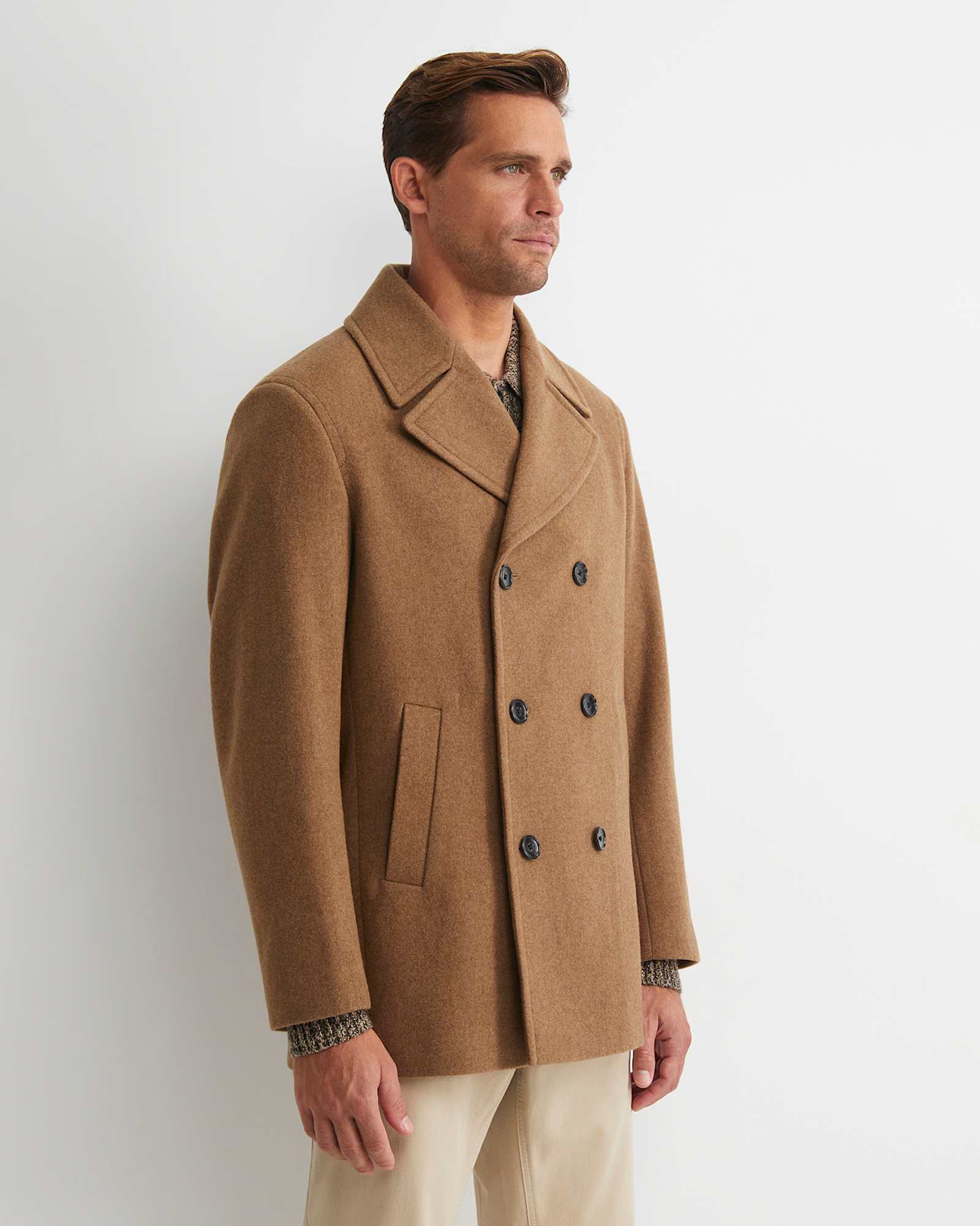 Phillip Wool Blend Peacoat in CAMEL