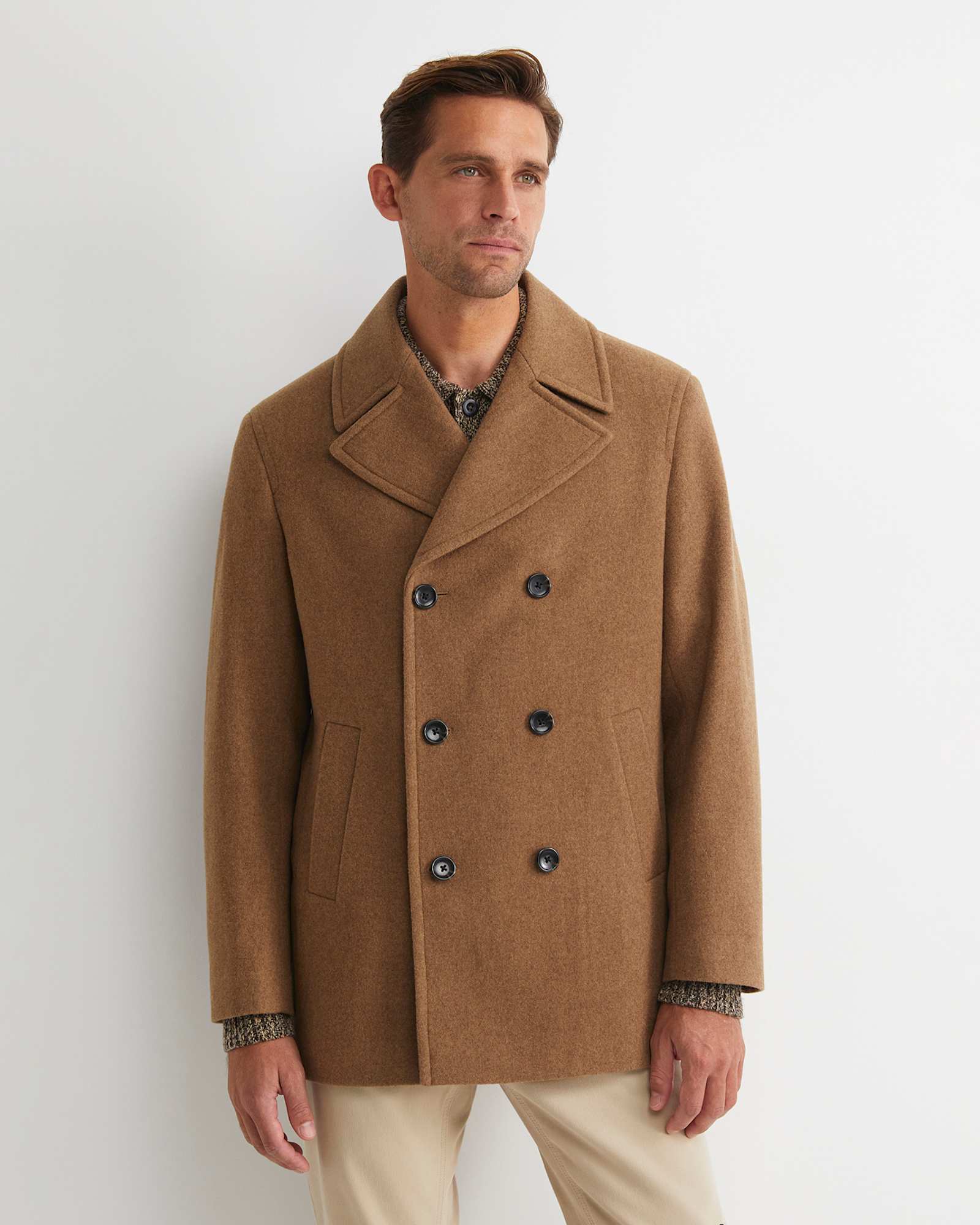 Phillip Wool Blend Peacoat in CAMEL