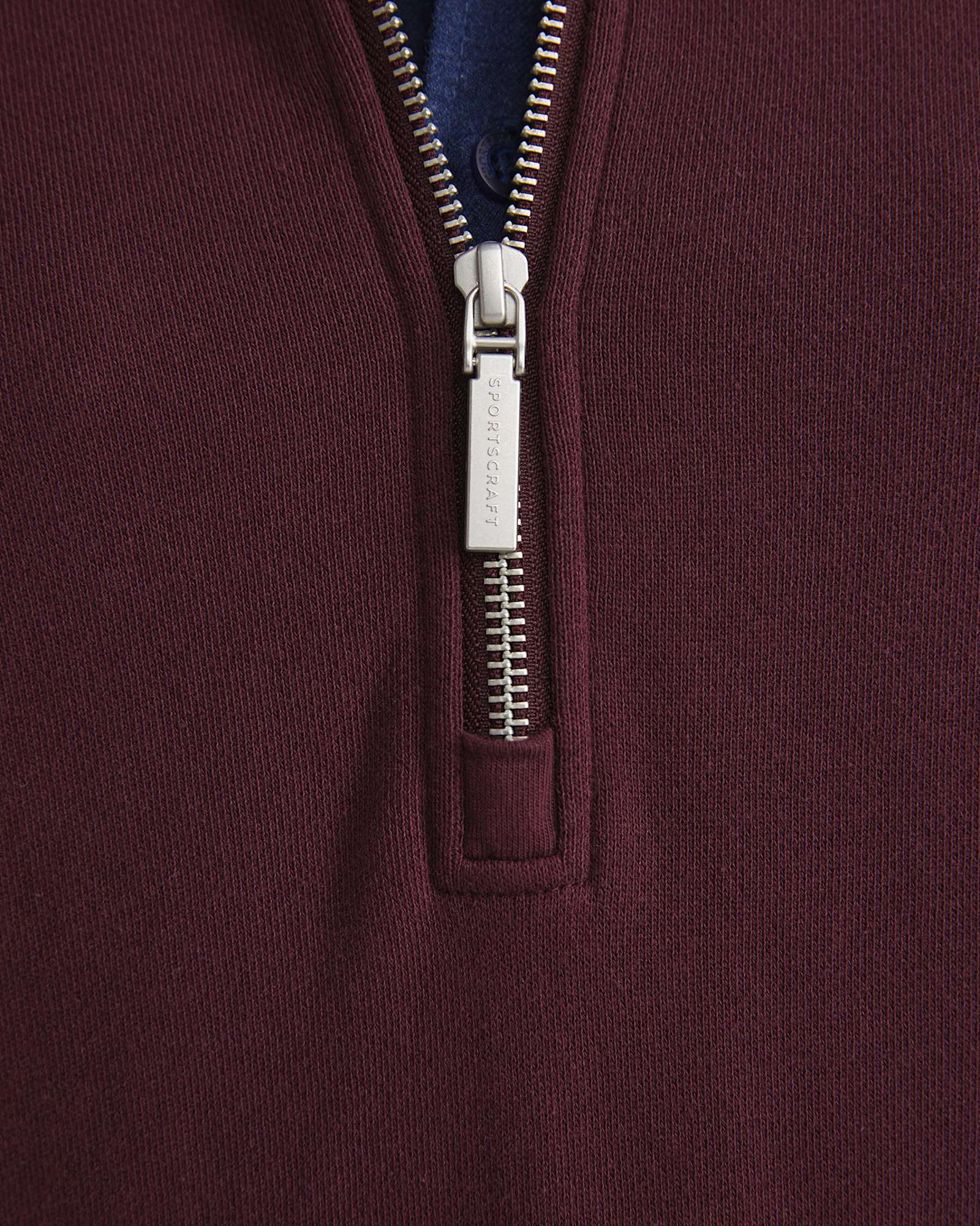 Collared Zip Sweat in BURGUNDY