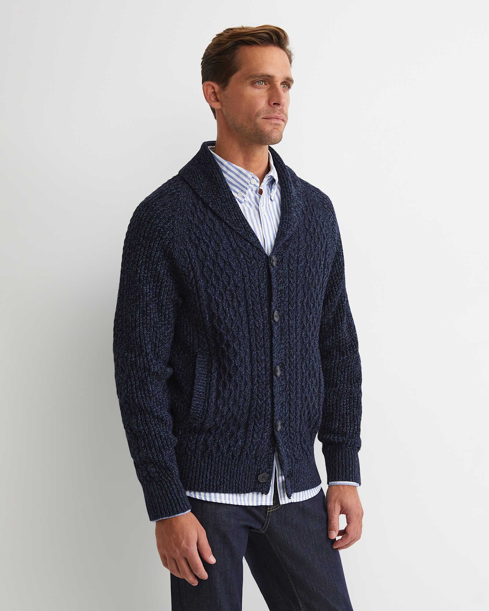 Joshua Cable Cardigan in NAVY/BLUE