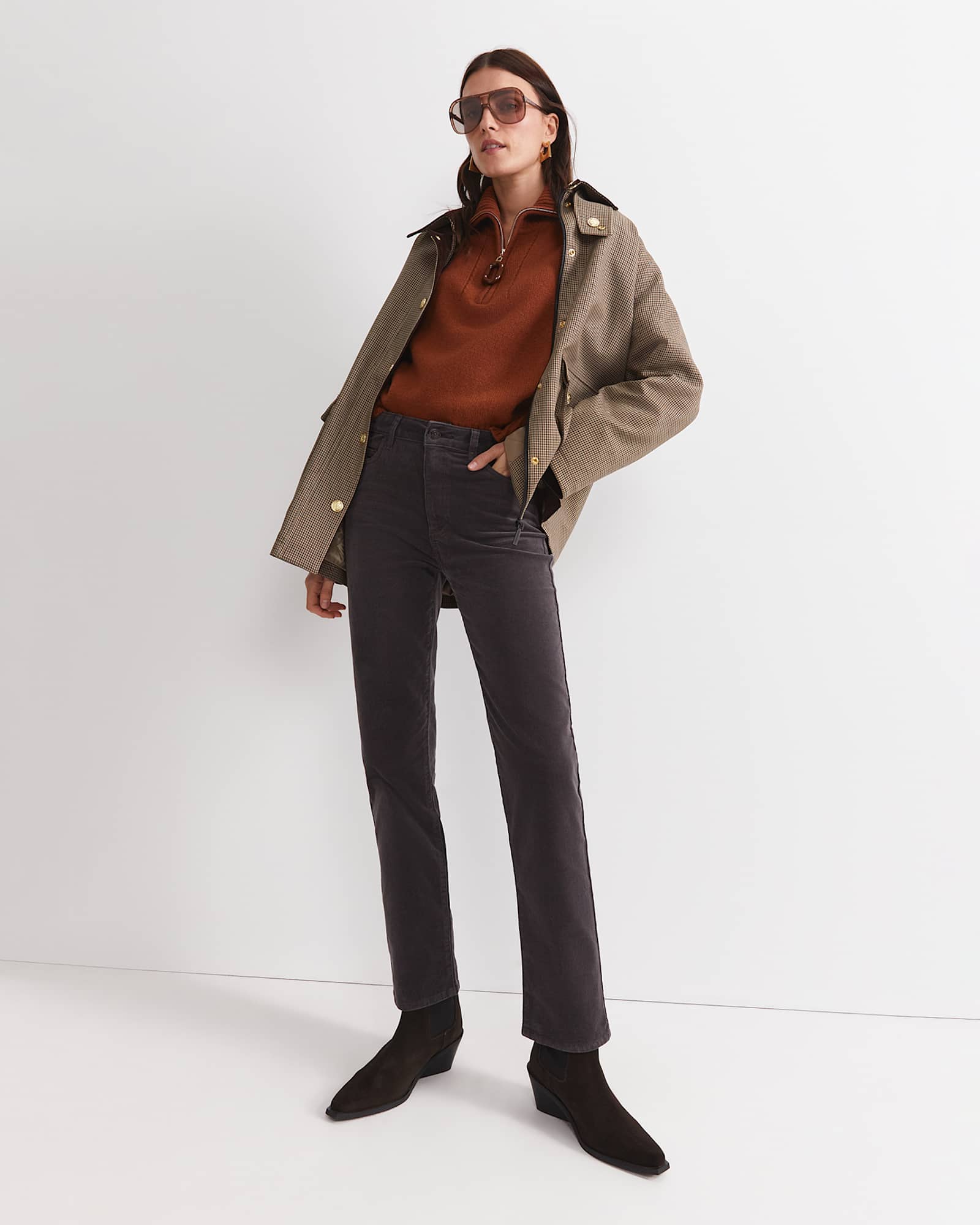 Cleo Straight Cord Jean in CHARCOAL