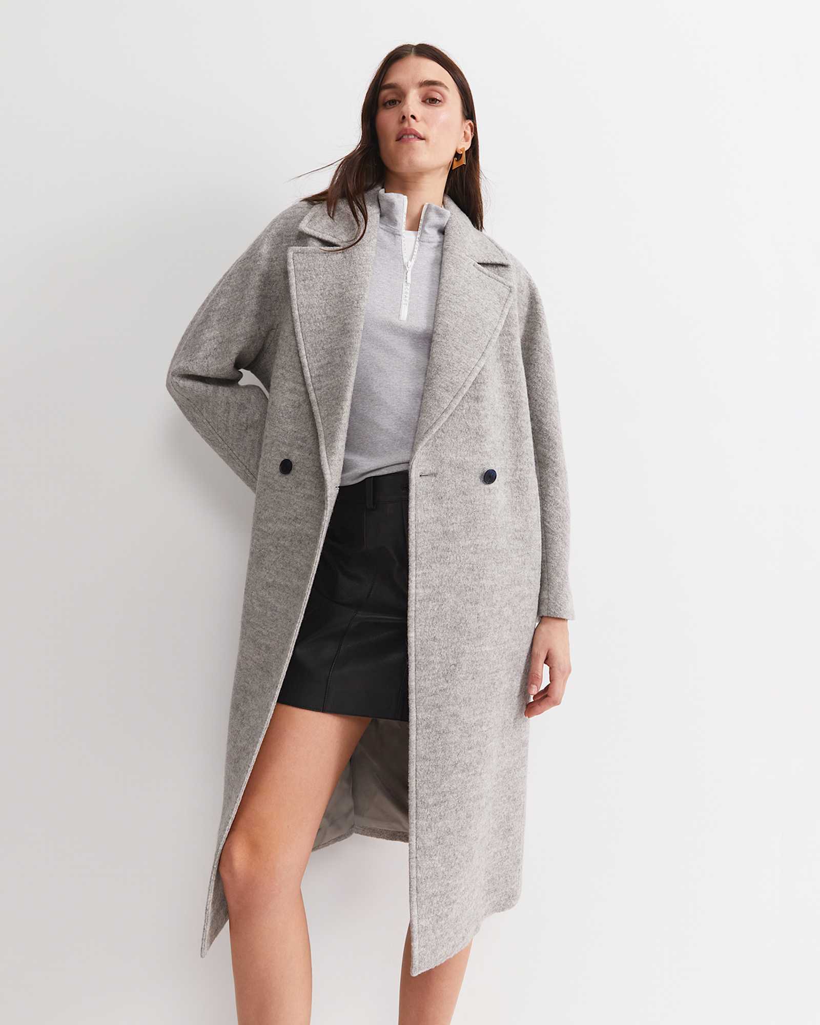 SC Zip Funnel Neck Top in GREY MELANGE