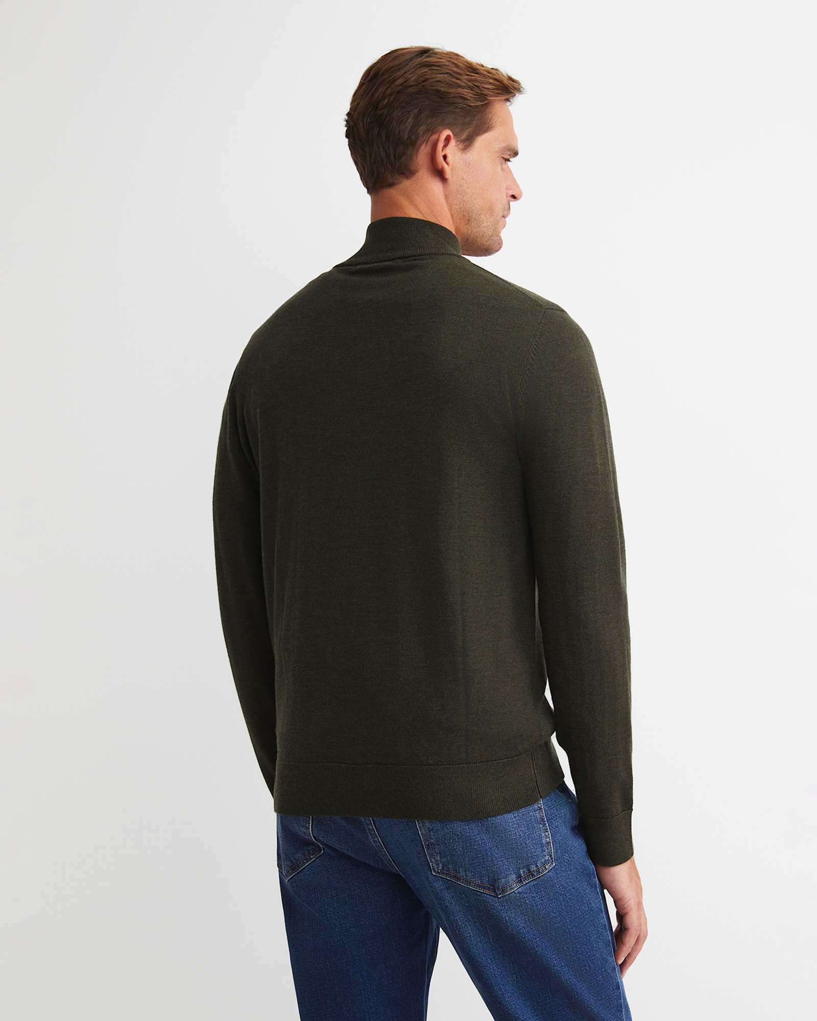 Henry Merino Quarter Zip Knit in DARK KHAKI