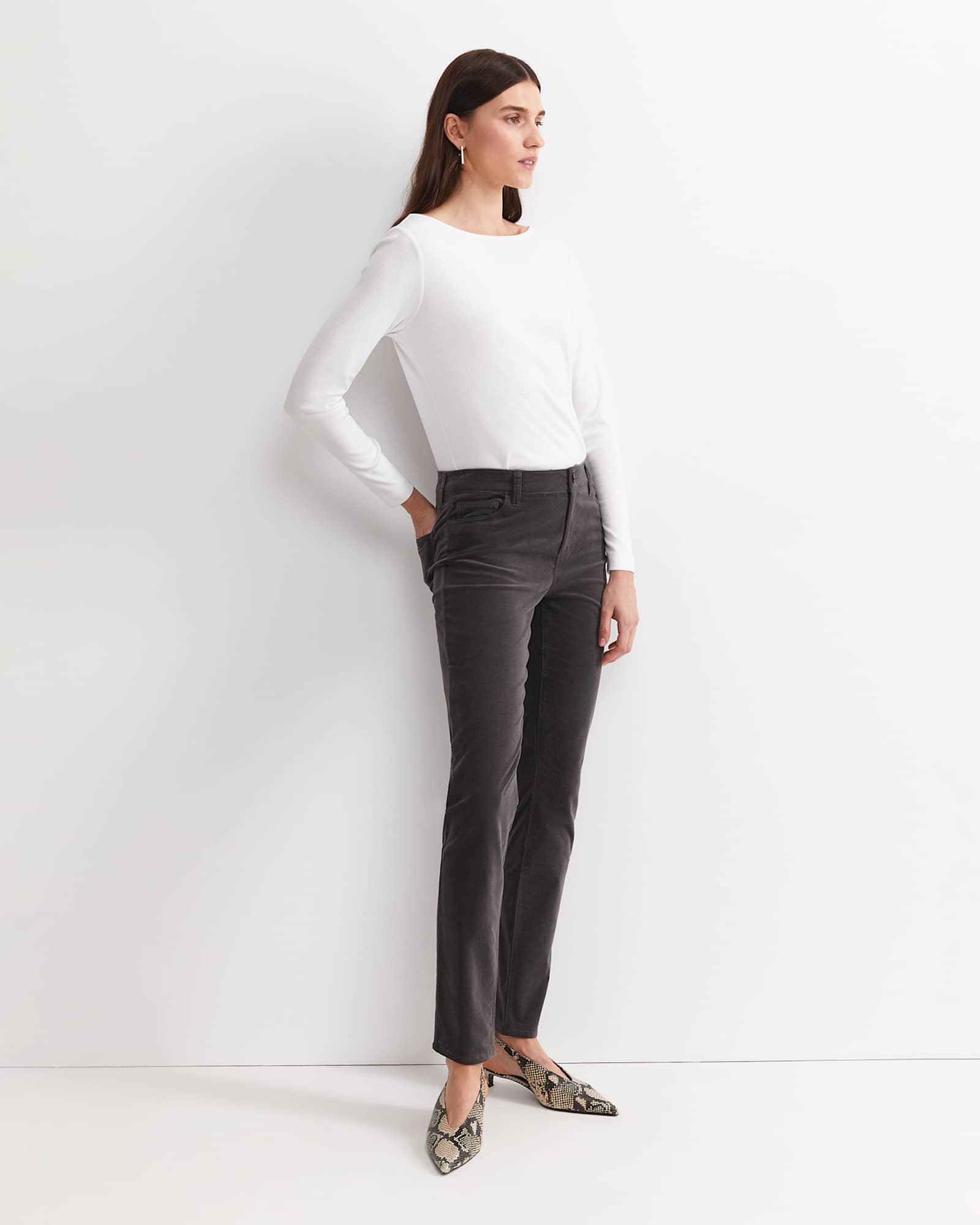 Cleo Velvet Pant in CHARCOAL