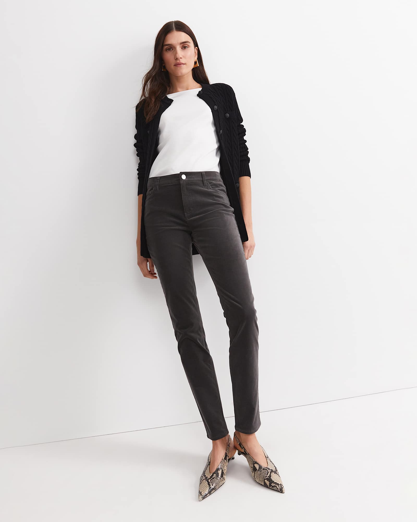 Cleo Velvet Pant in CHARCOAL