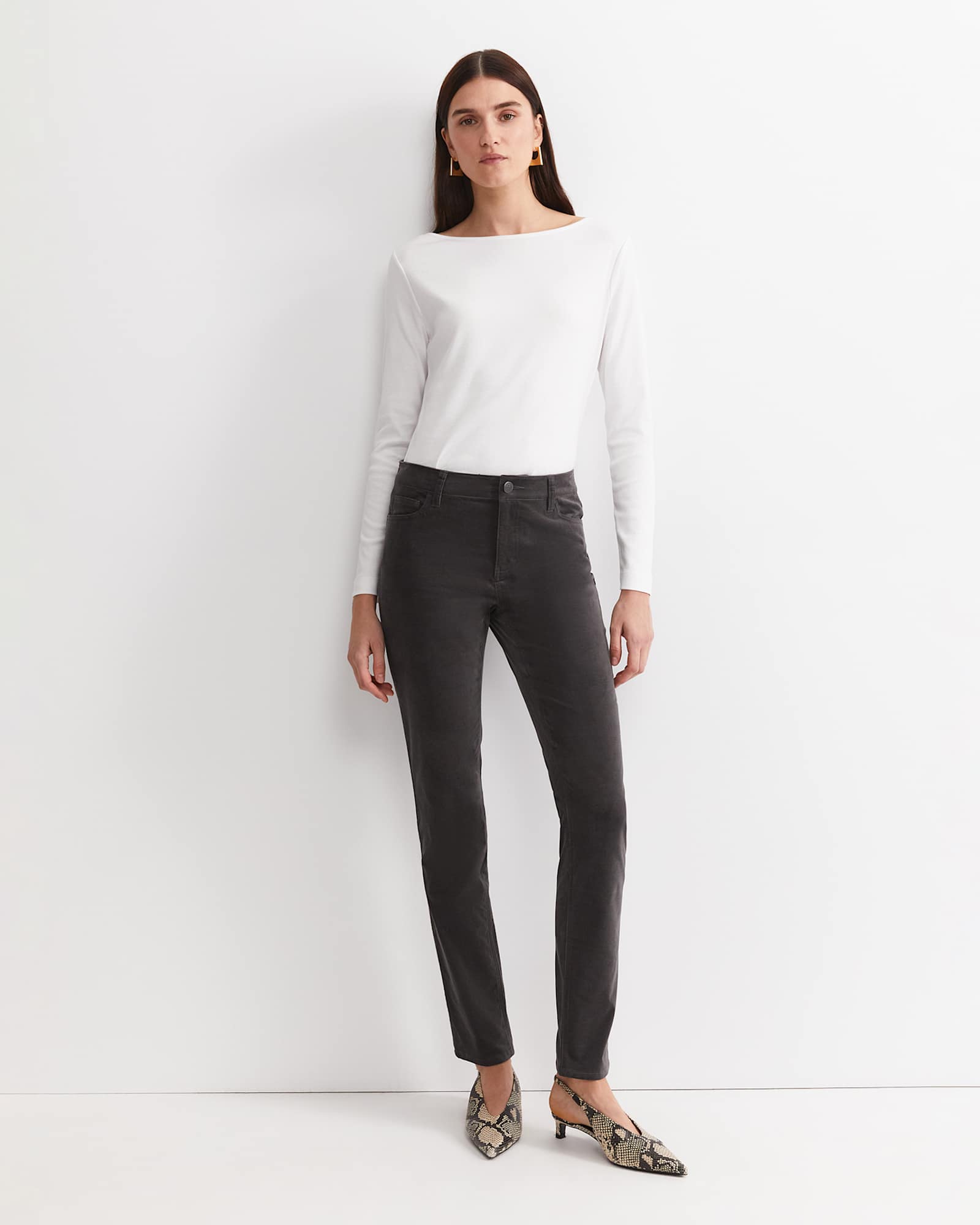 Cleo Velvet Pant in CHARCOAL
