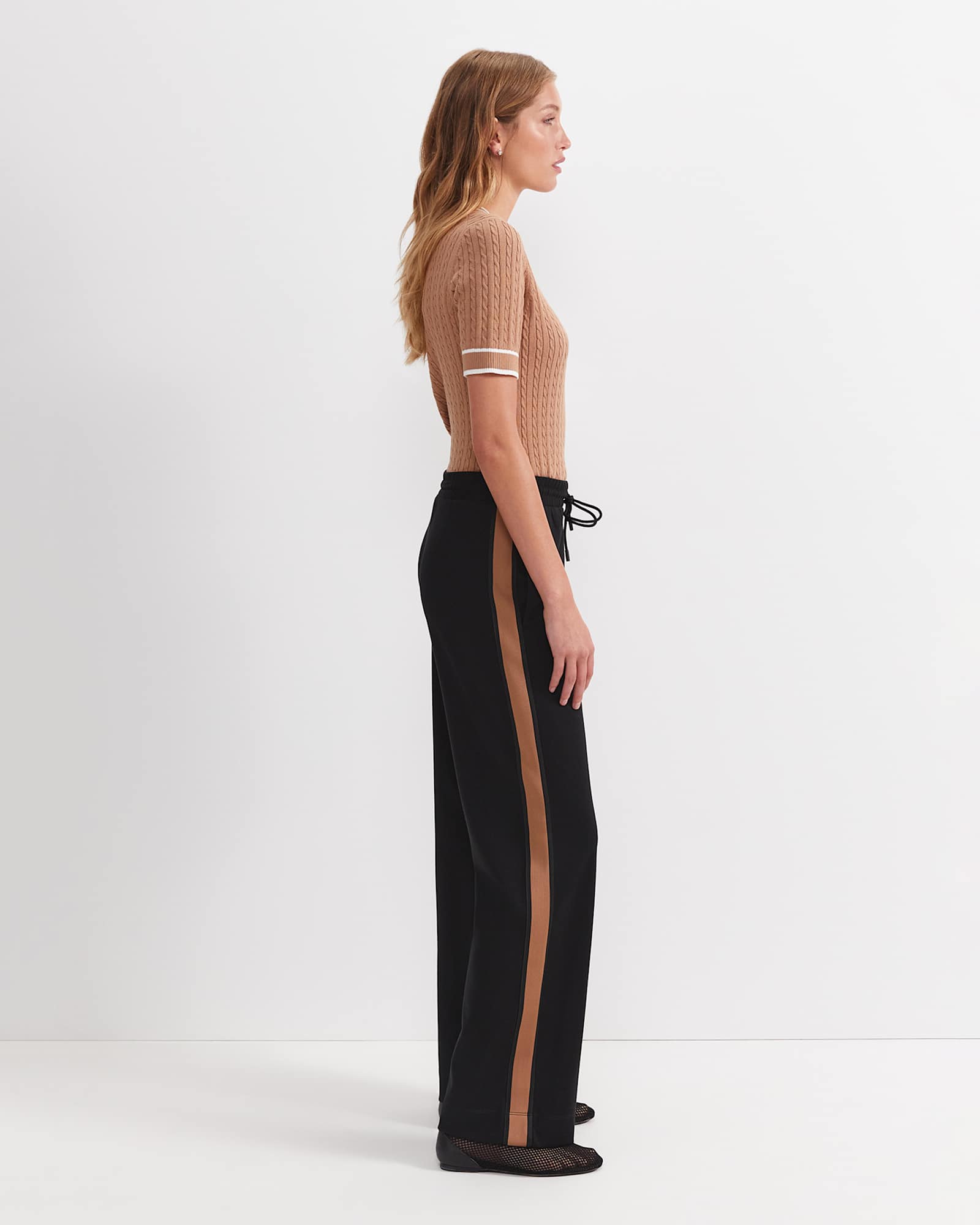 Misha Straight Leg Track Pant in BLACK