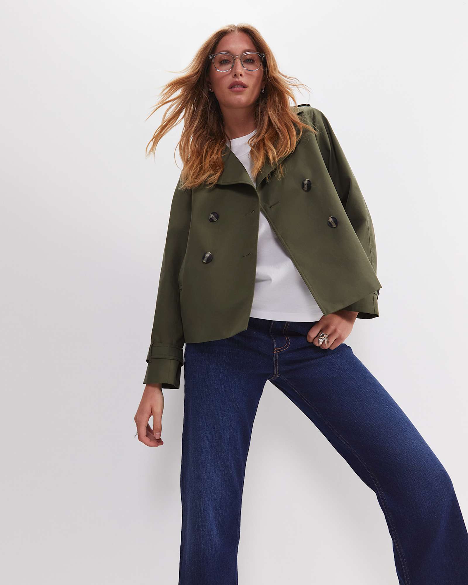 Audrey Crop Trench in KHAKI