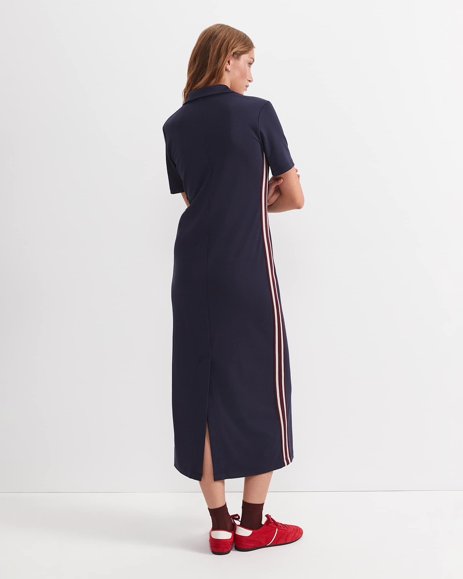 Misha Polo Midi Dress in NAVY