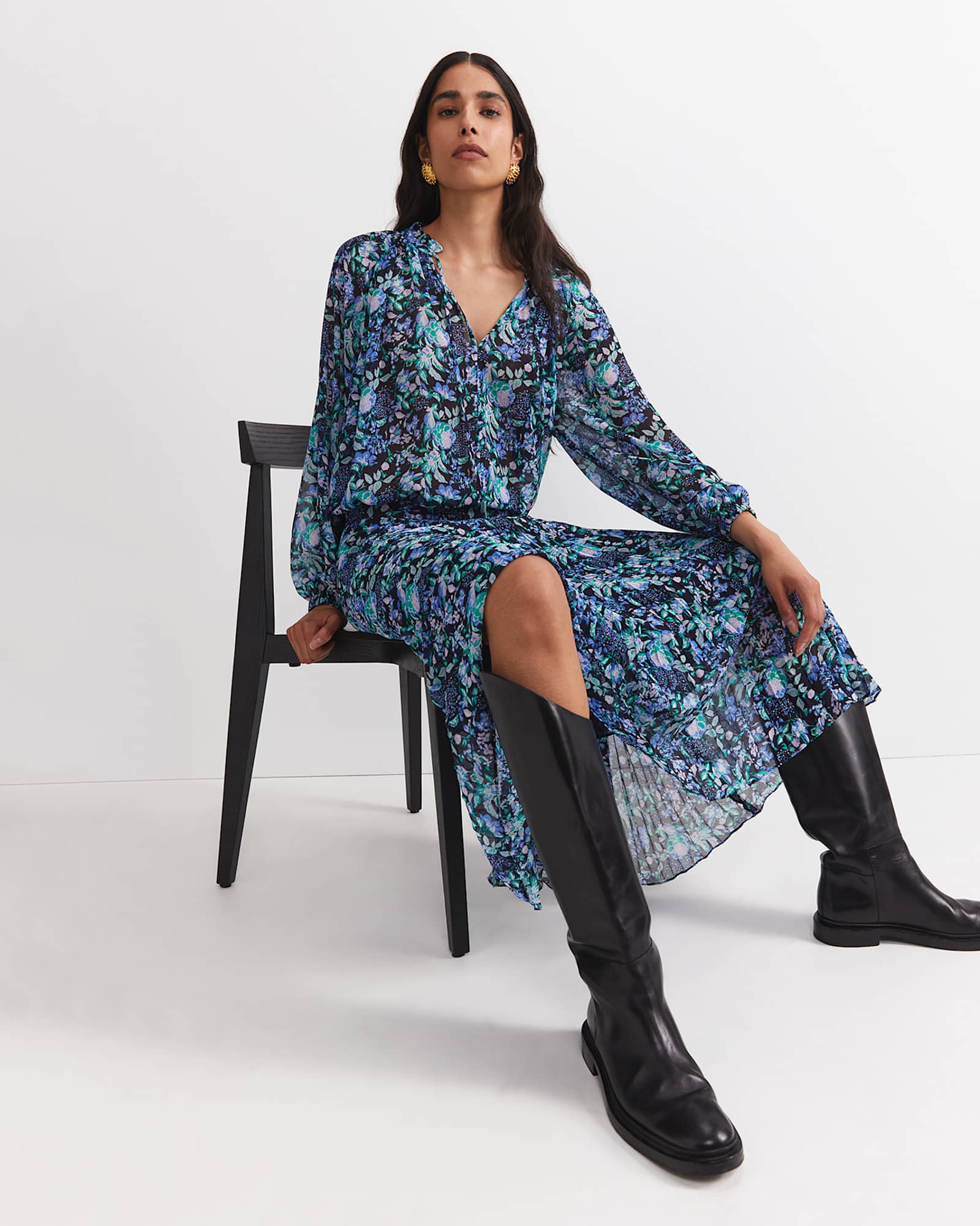 Nilsa Print Midi Skirt in BLACK MULTI